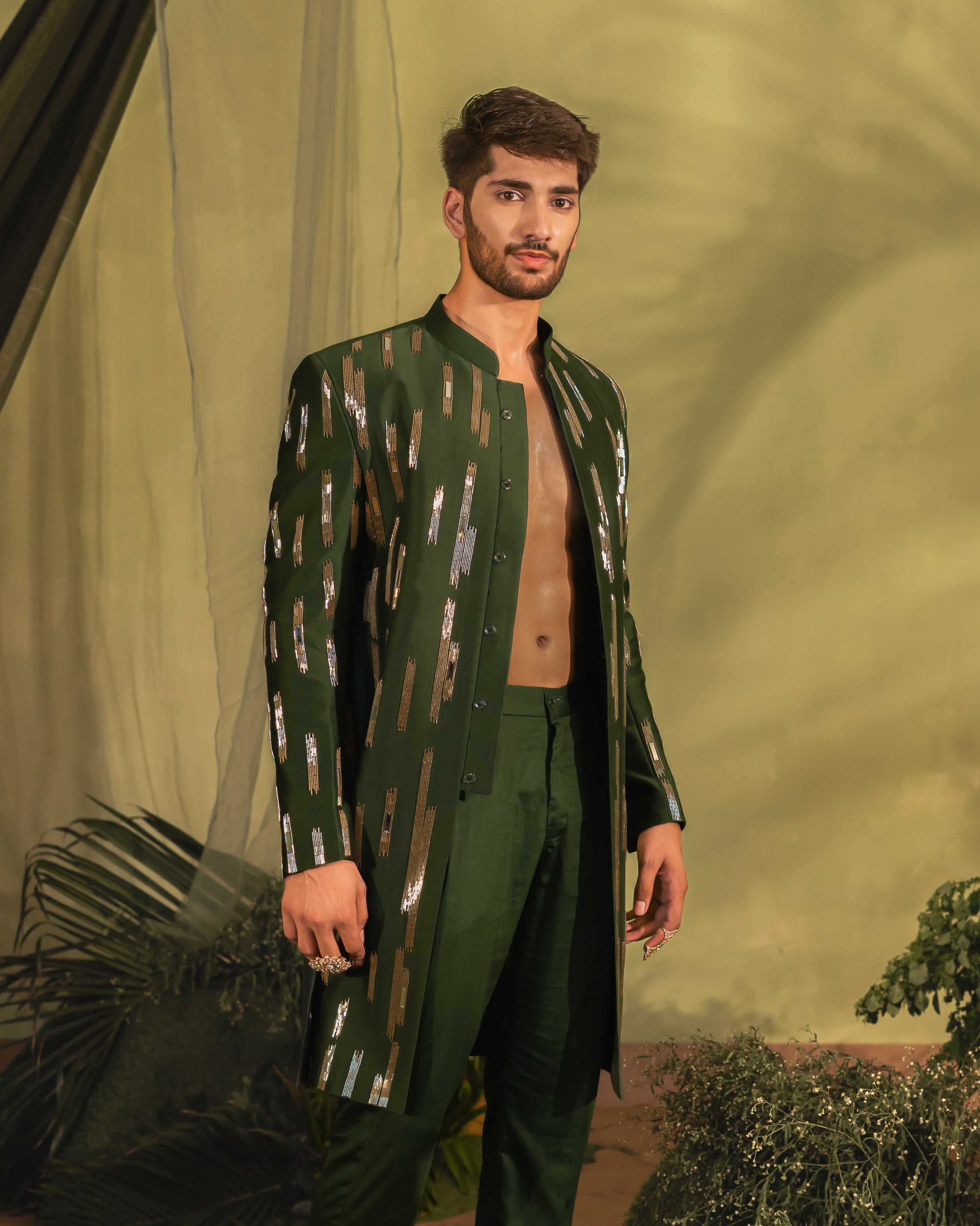 Deep Green Sherwani set