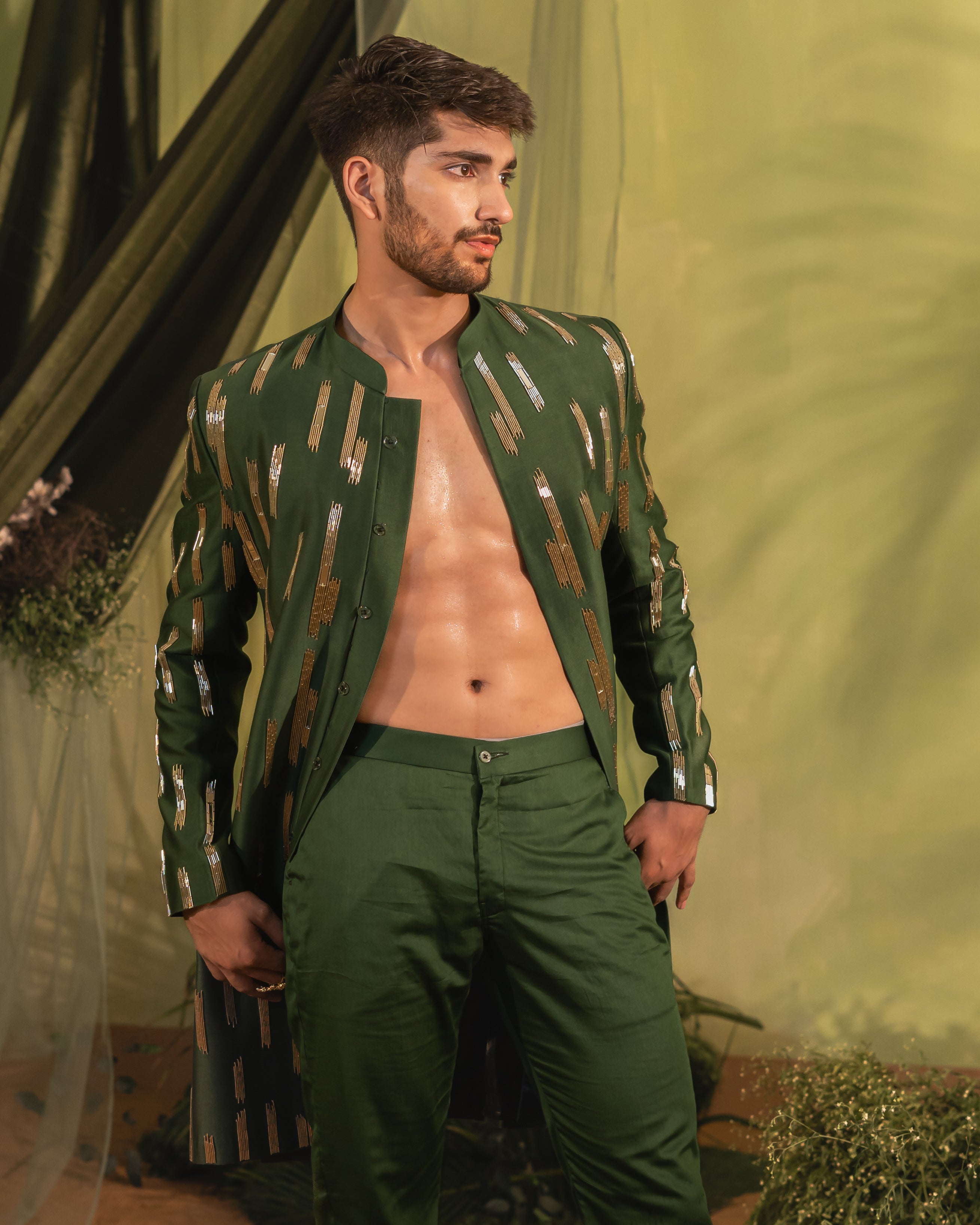 Deep Green Sherwani set