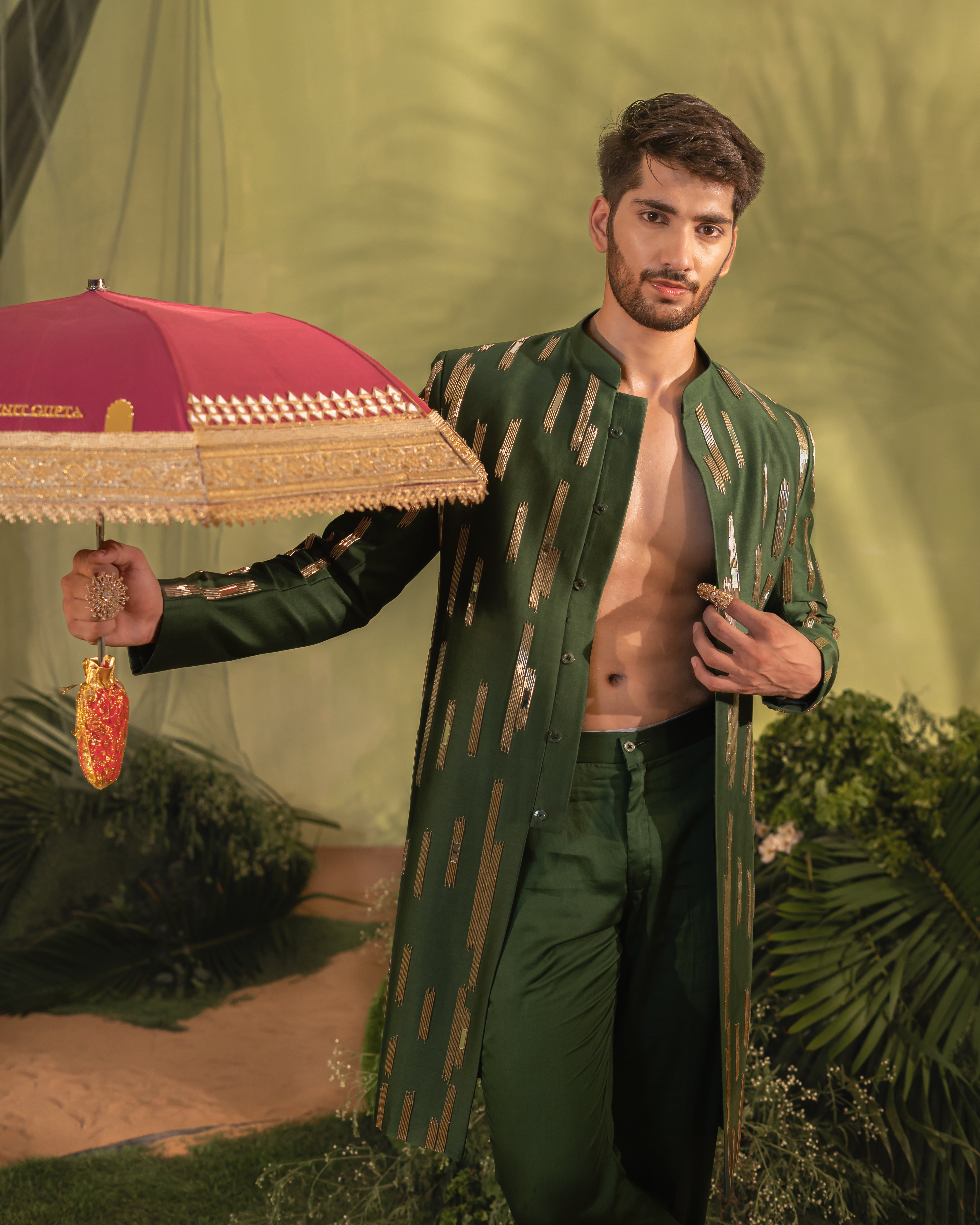 Deep Green Sherwani set