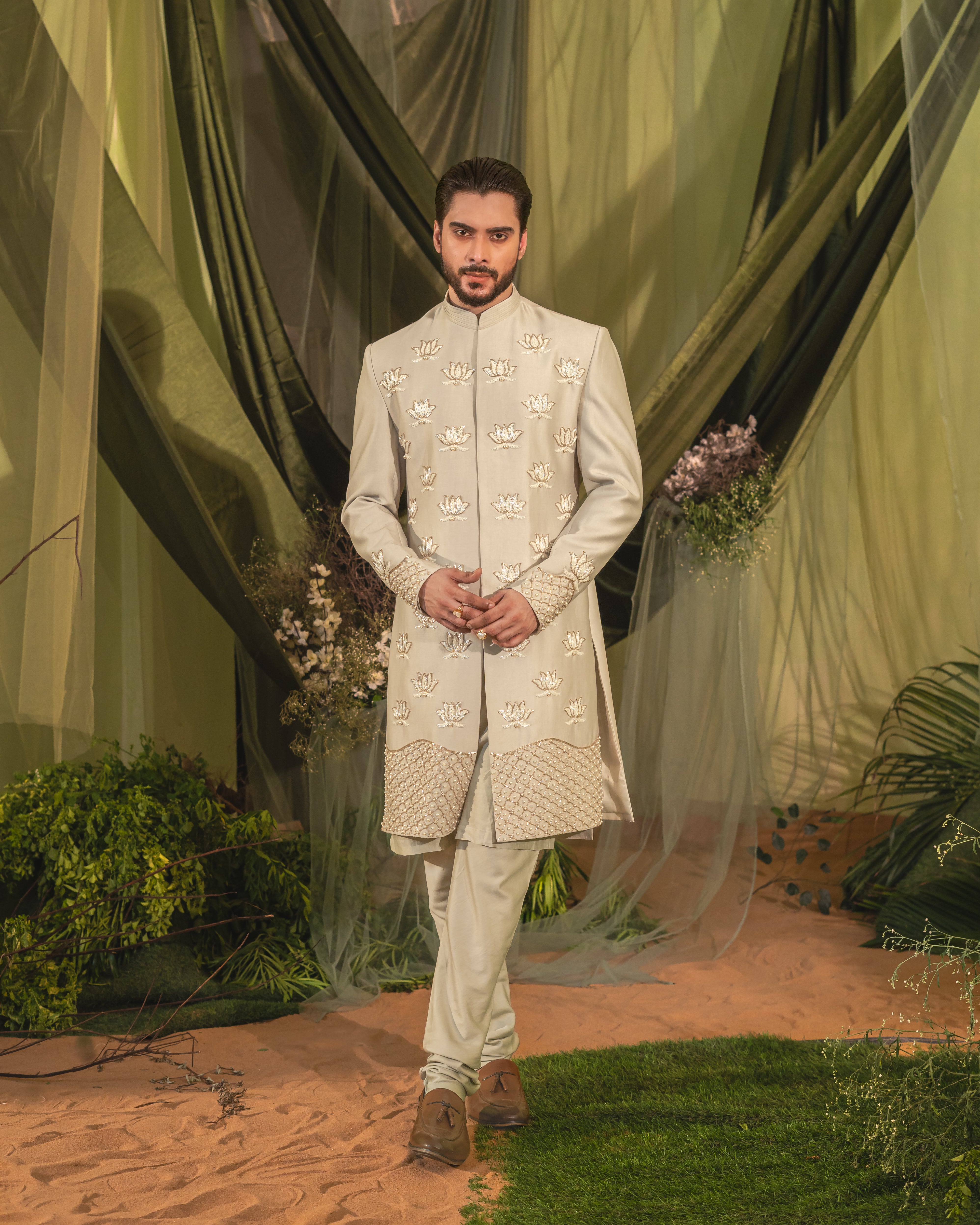 Slate Gray Sherwani set