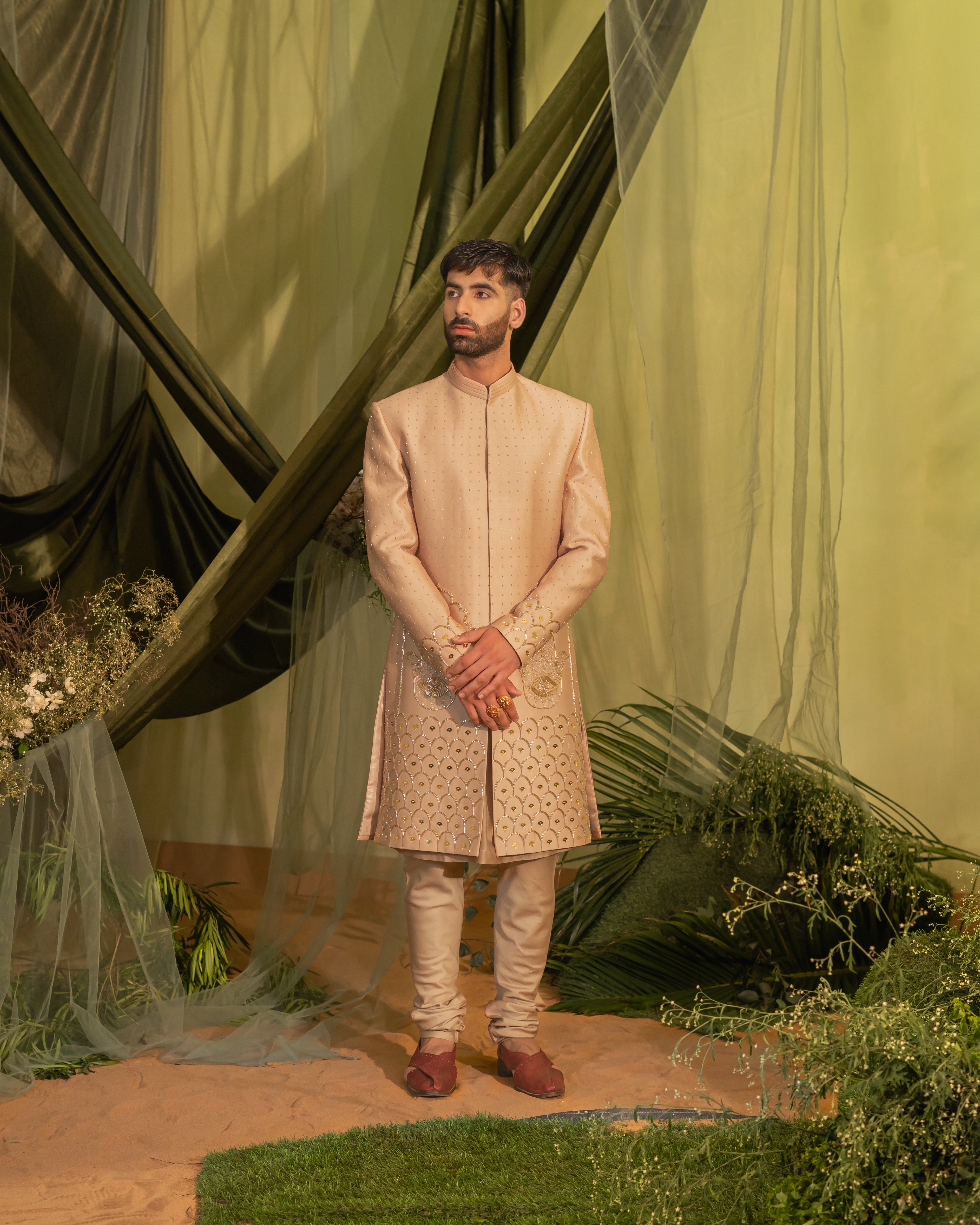 Dusty Peach Sherwani Set