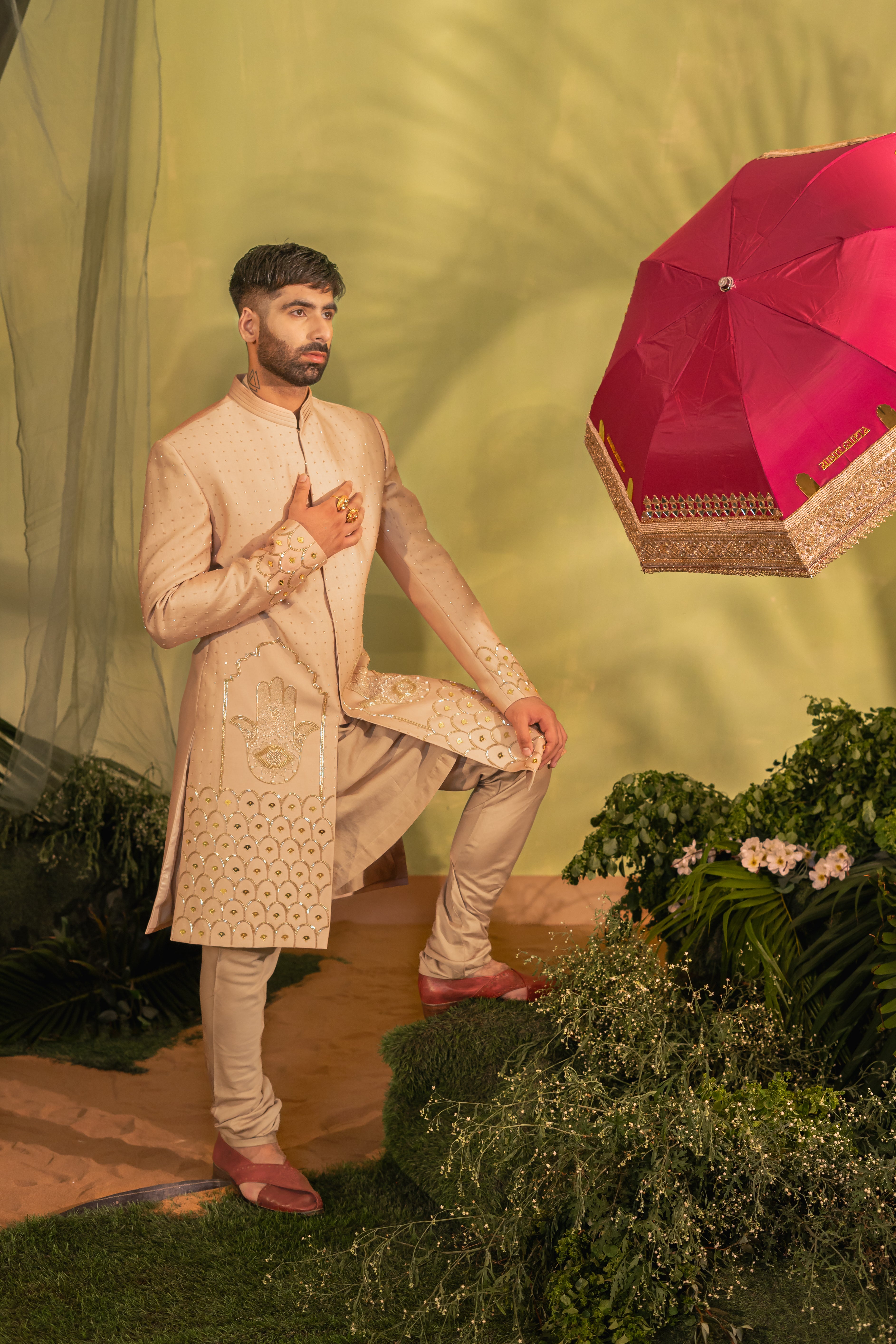 Dusty Peach Sherwani Set