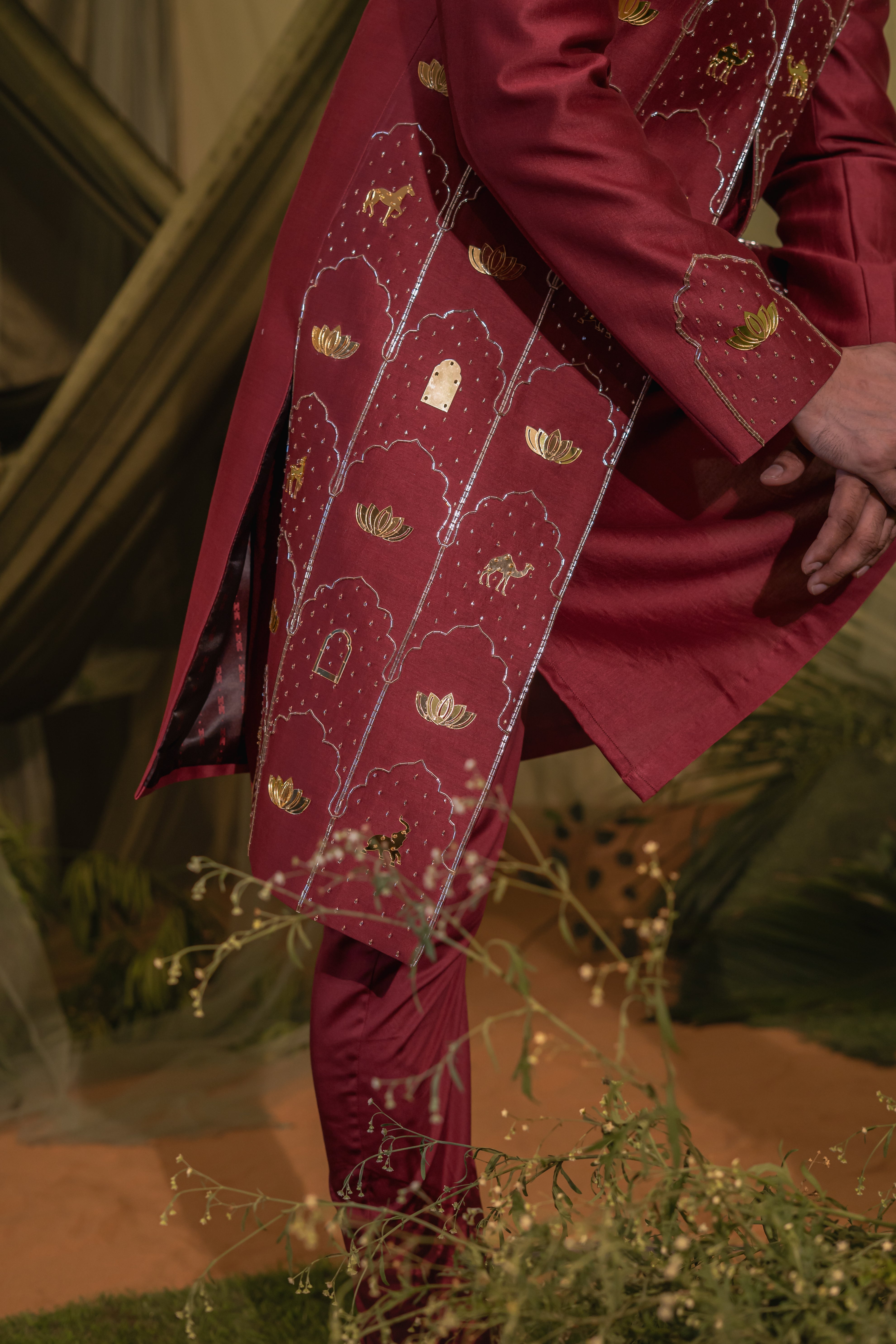 Deep Cherry Red sherwani Set
