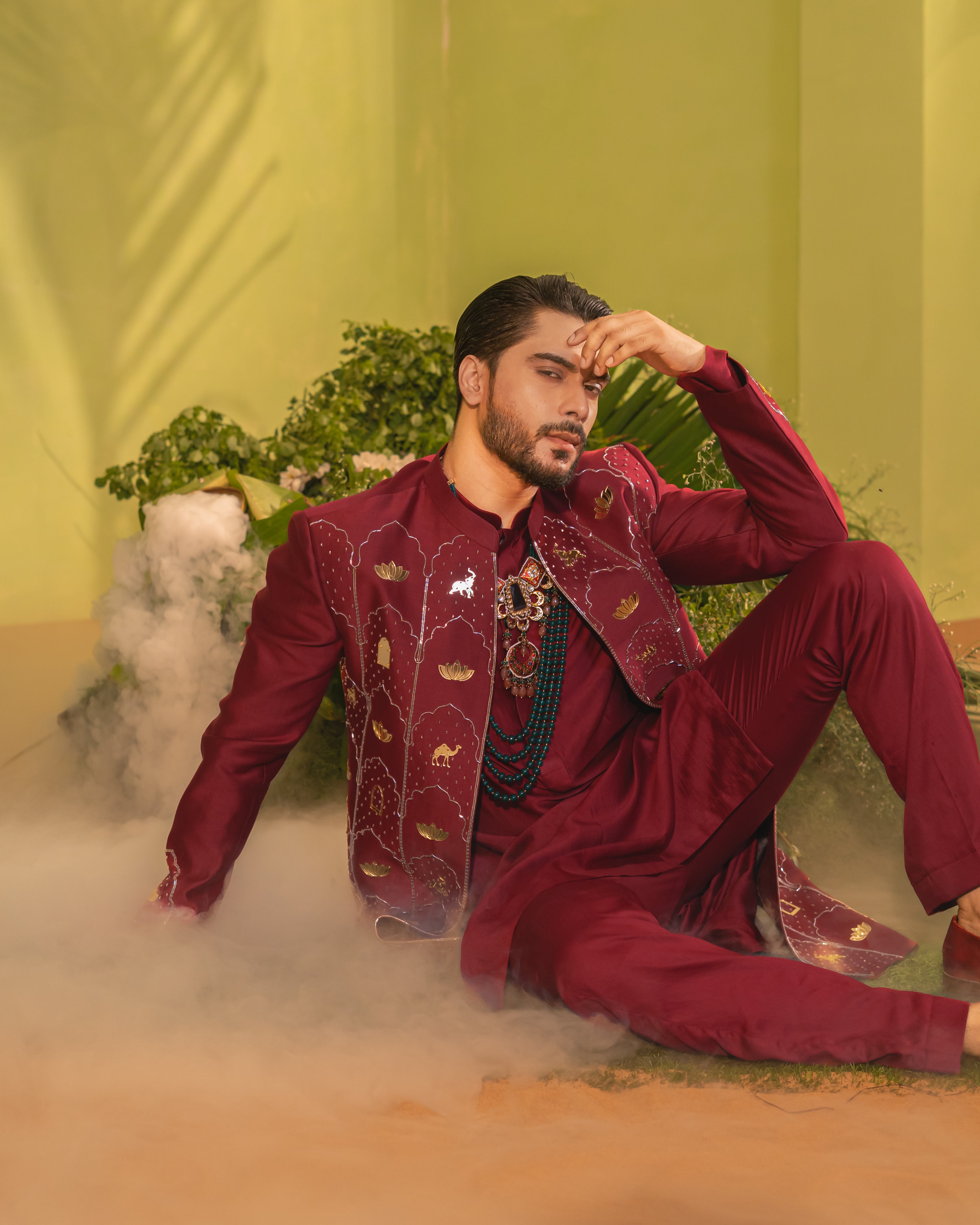 Deep Cherry Red sherwani Set