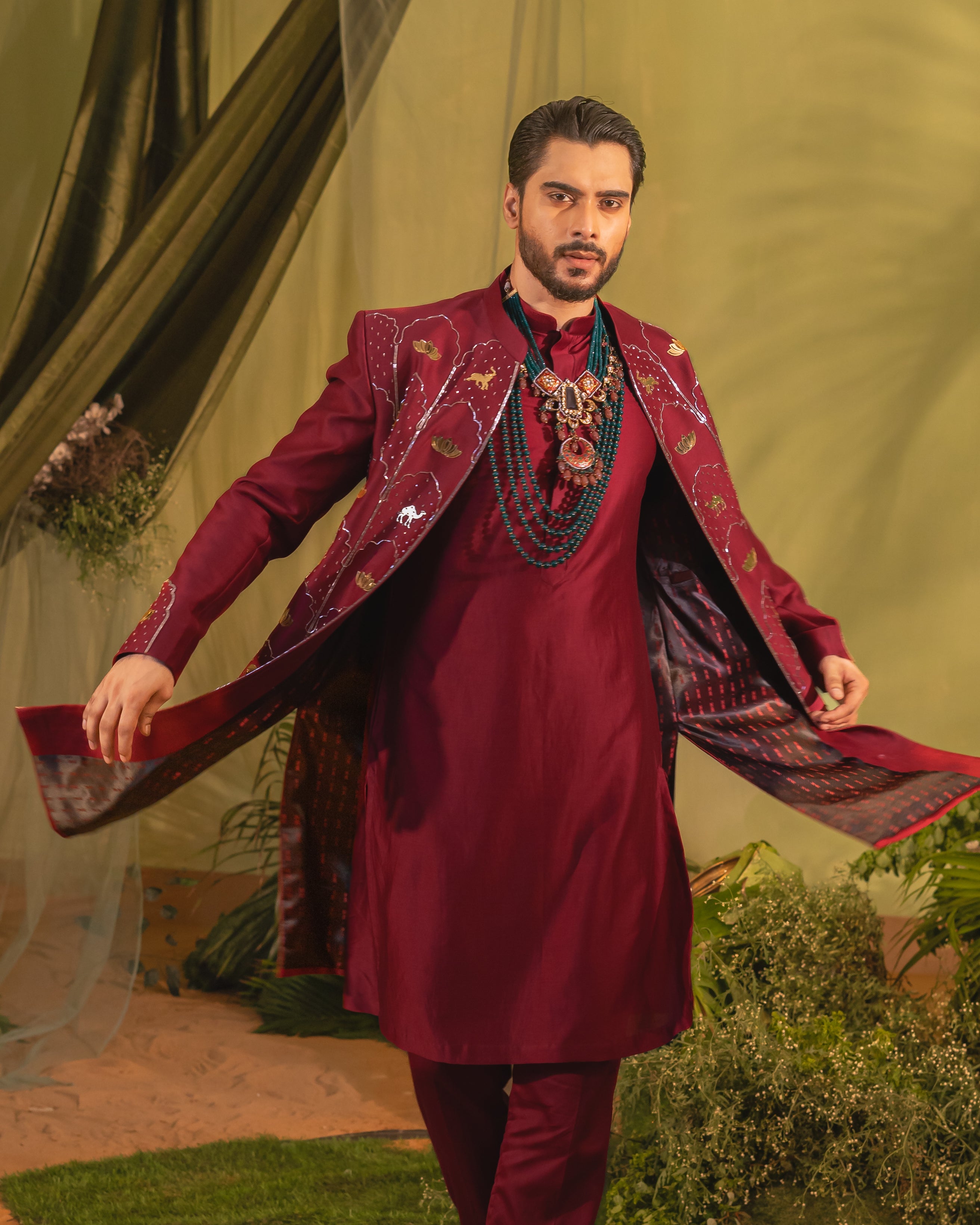 Deep Cherry Red sherwani Set