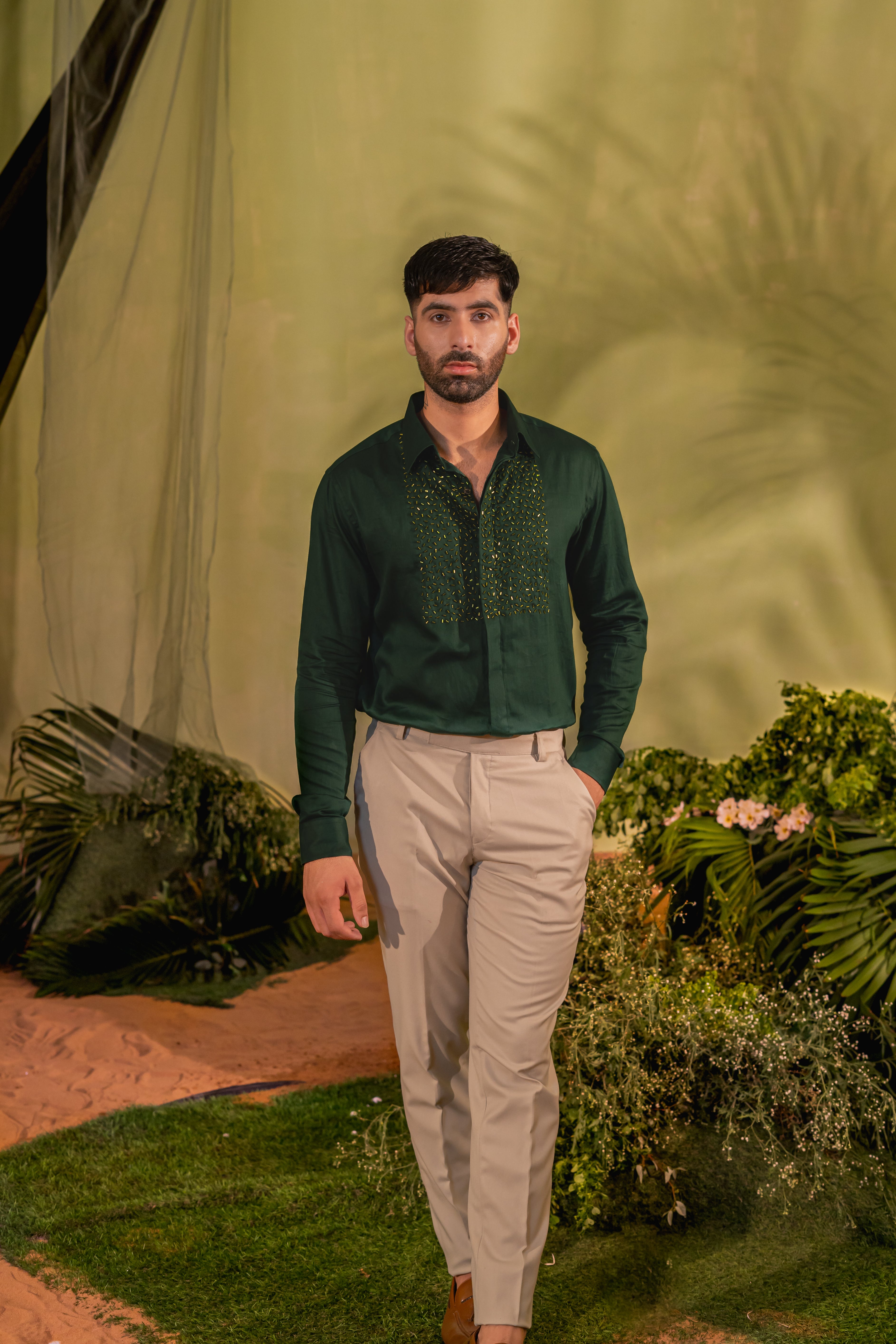 Dark Green Party Shirt