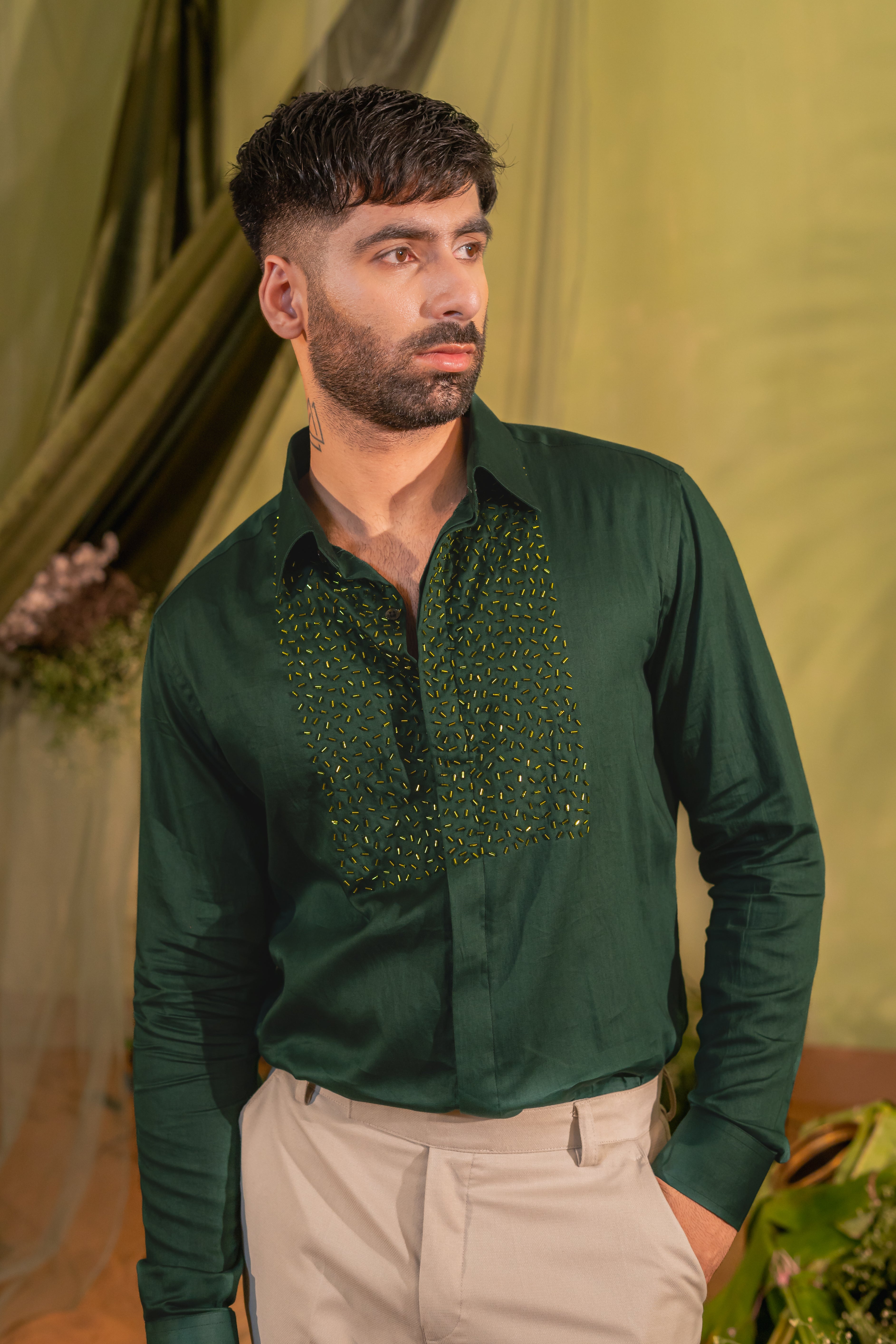 Dark Green Party Shirt