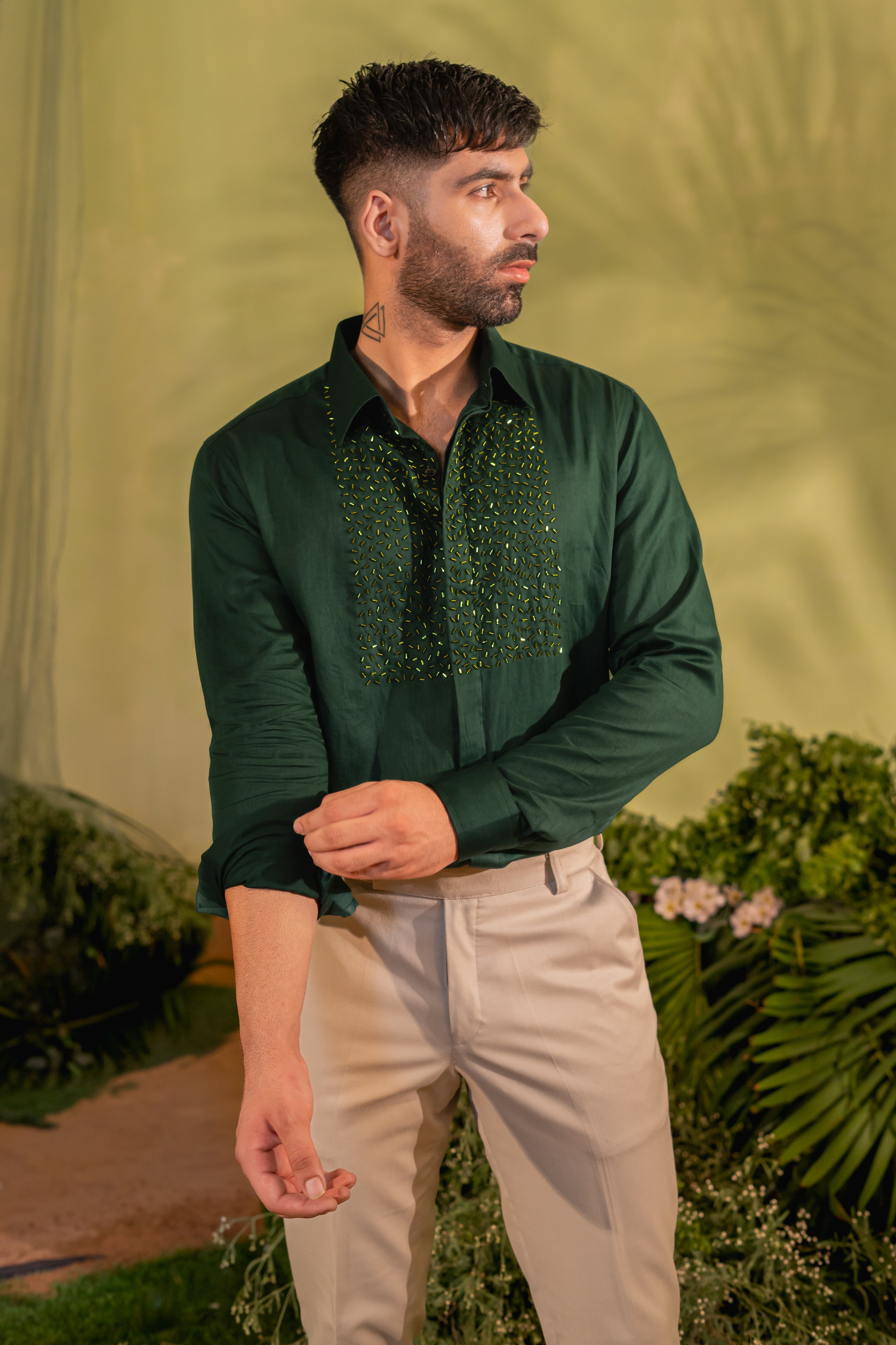 Dark Green Party Shirt