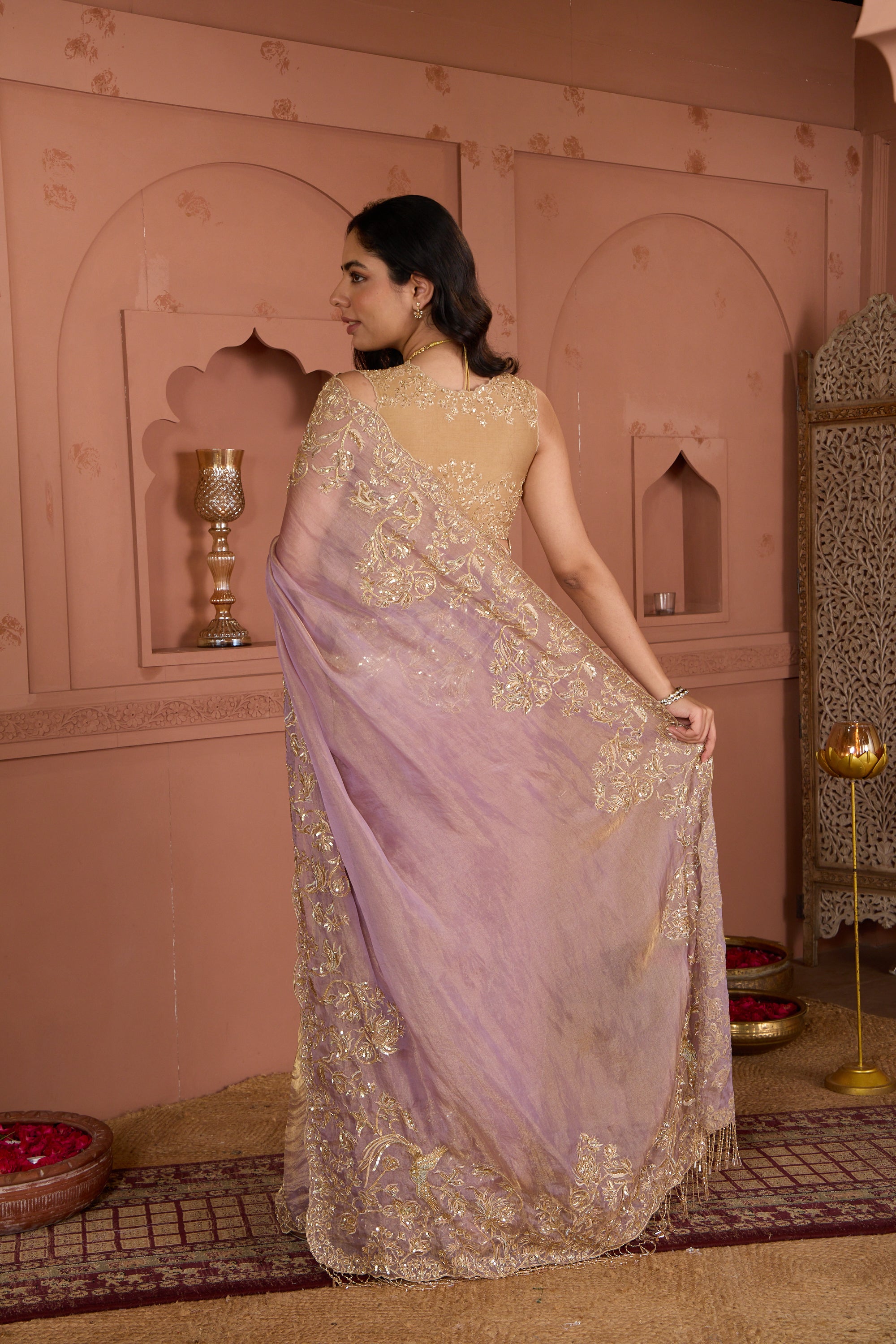 Lilac Breeze Tissue Saree