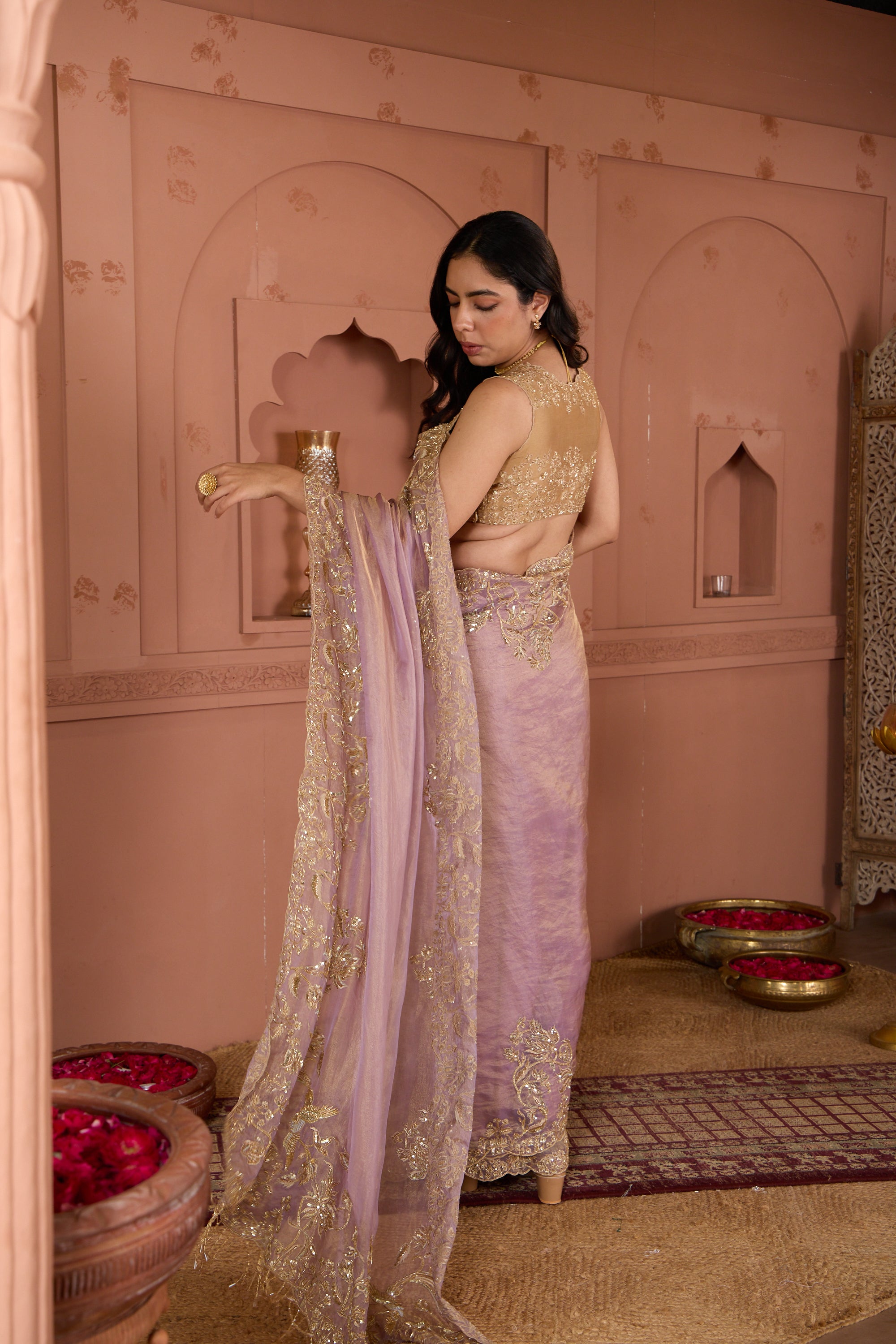 Lilac Breeze Tissue Saree