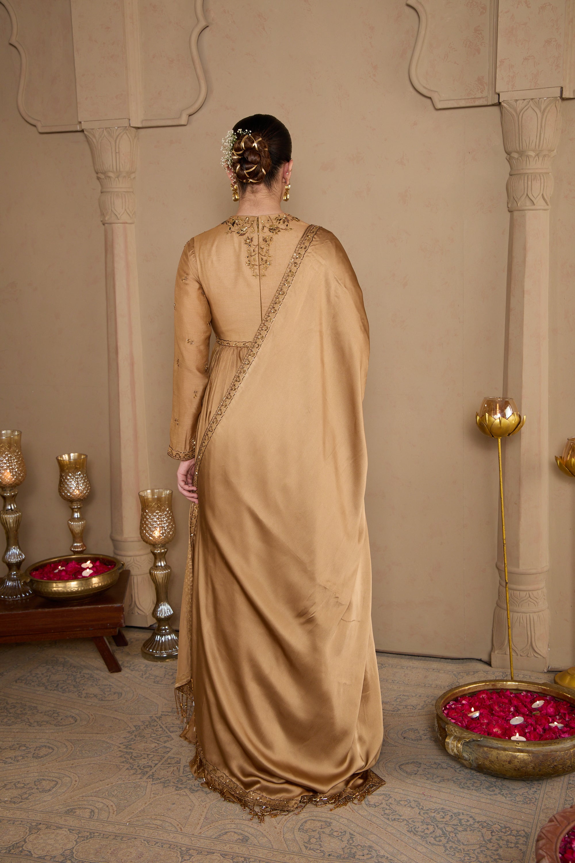 Antique Gold Angrakha Gown