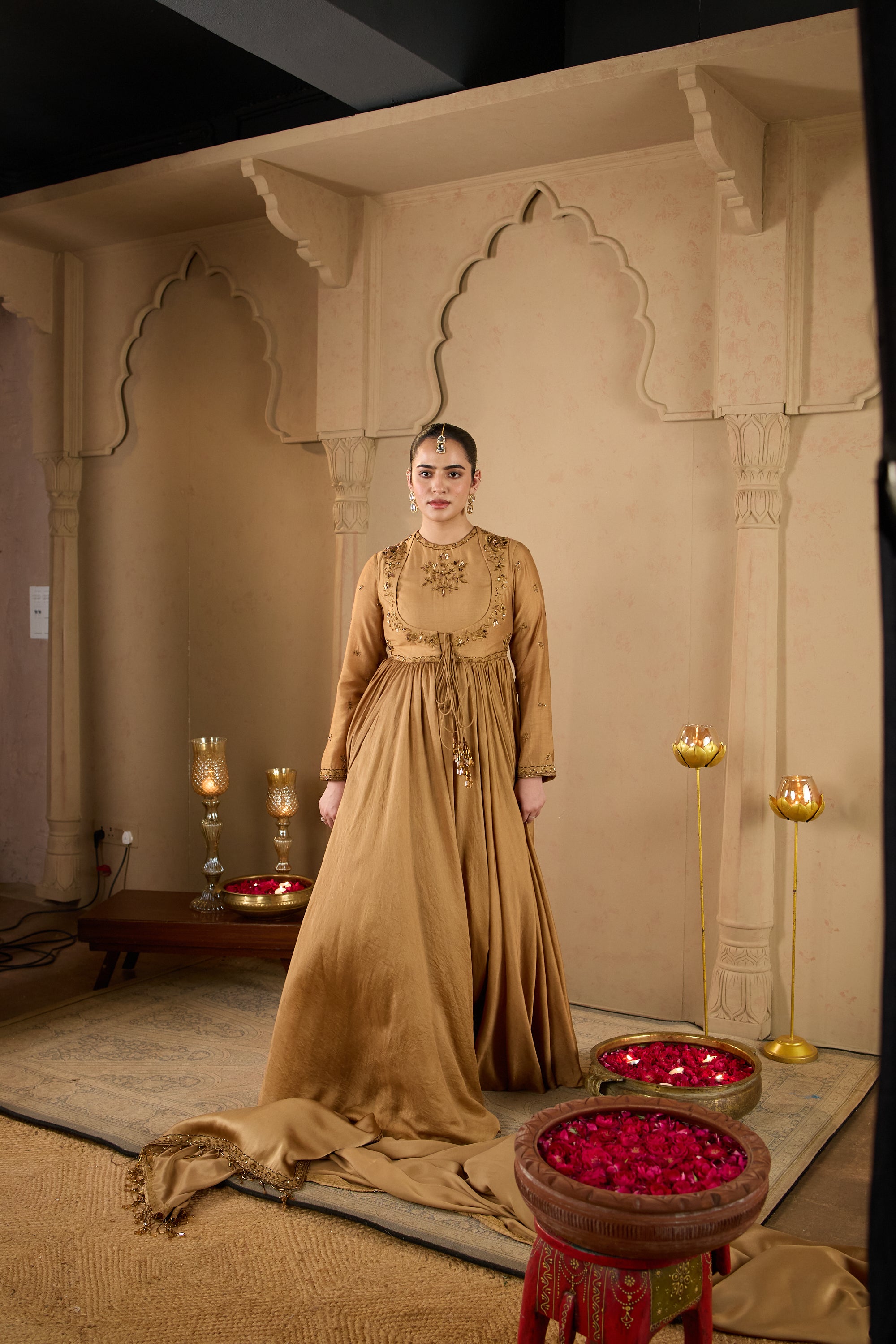 Antique Gold Angrakha Gown