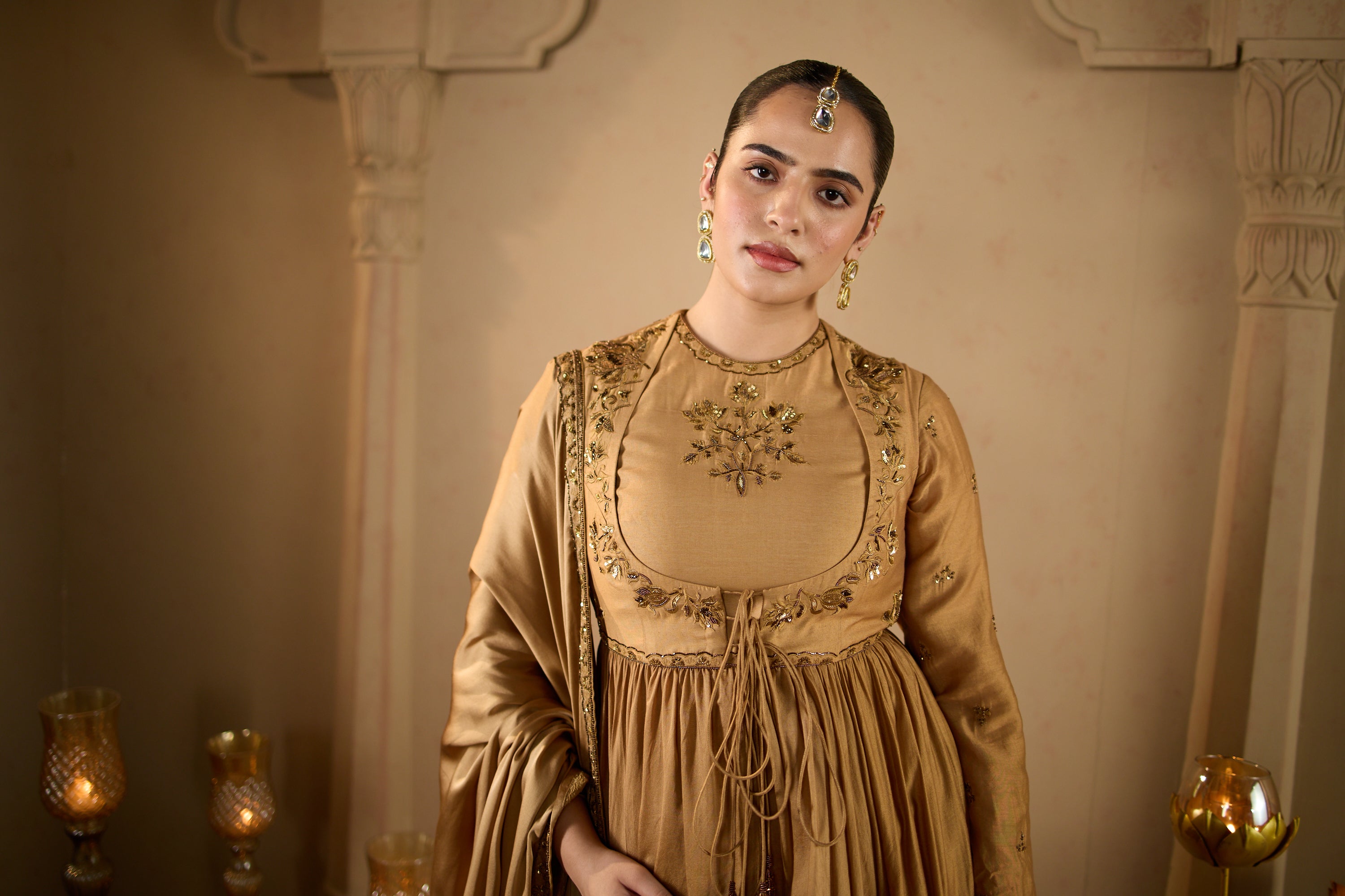 Antique Gold Angrakha Gown