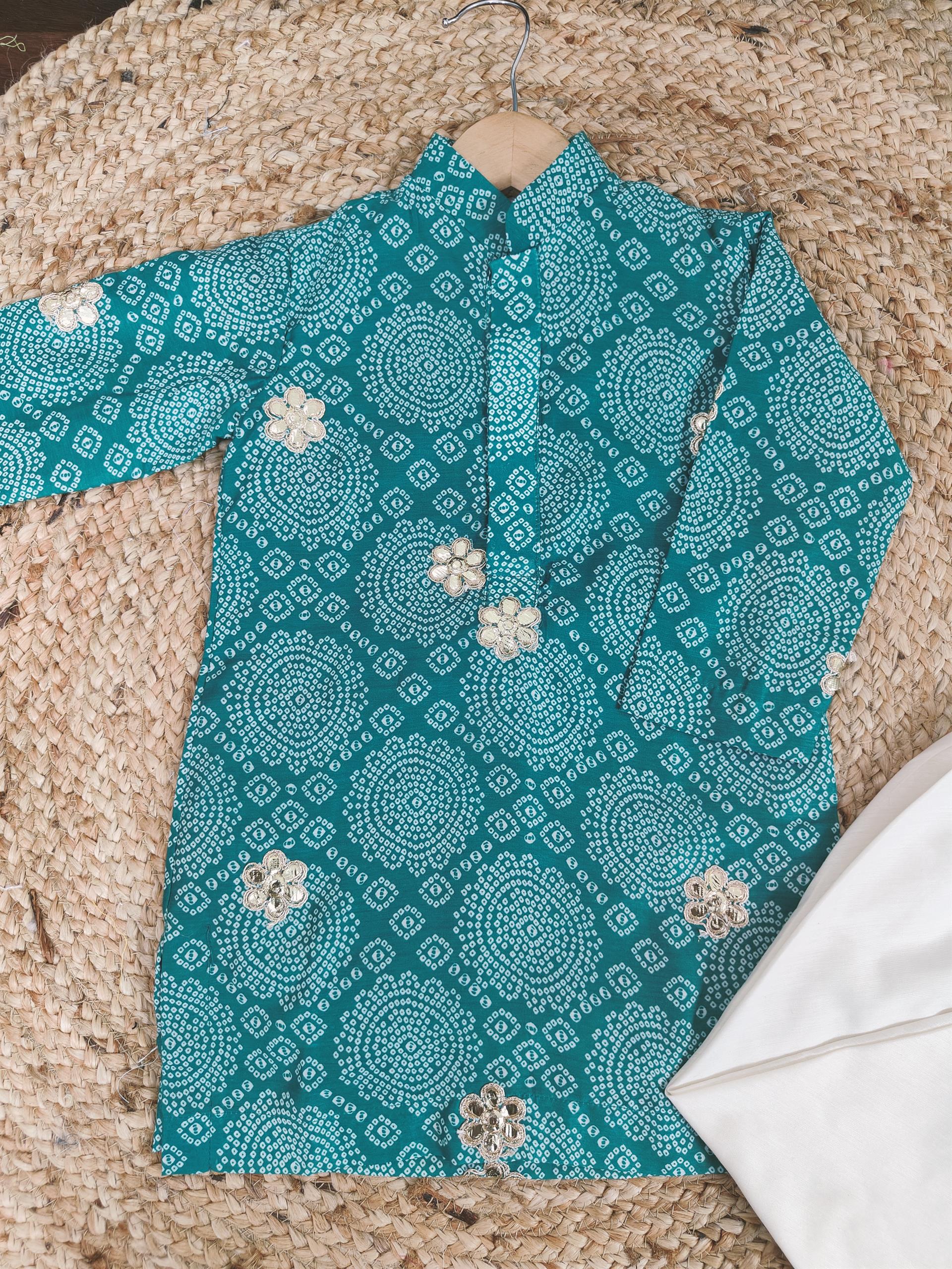 Rama Green Bandhej Kurta Churidaar