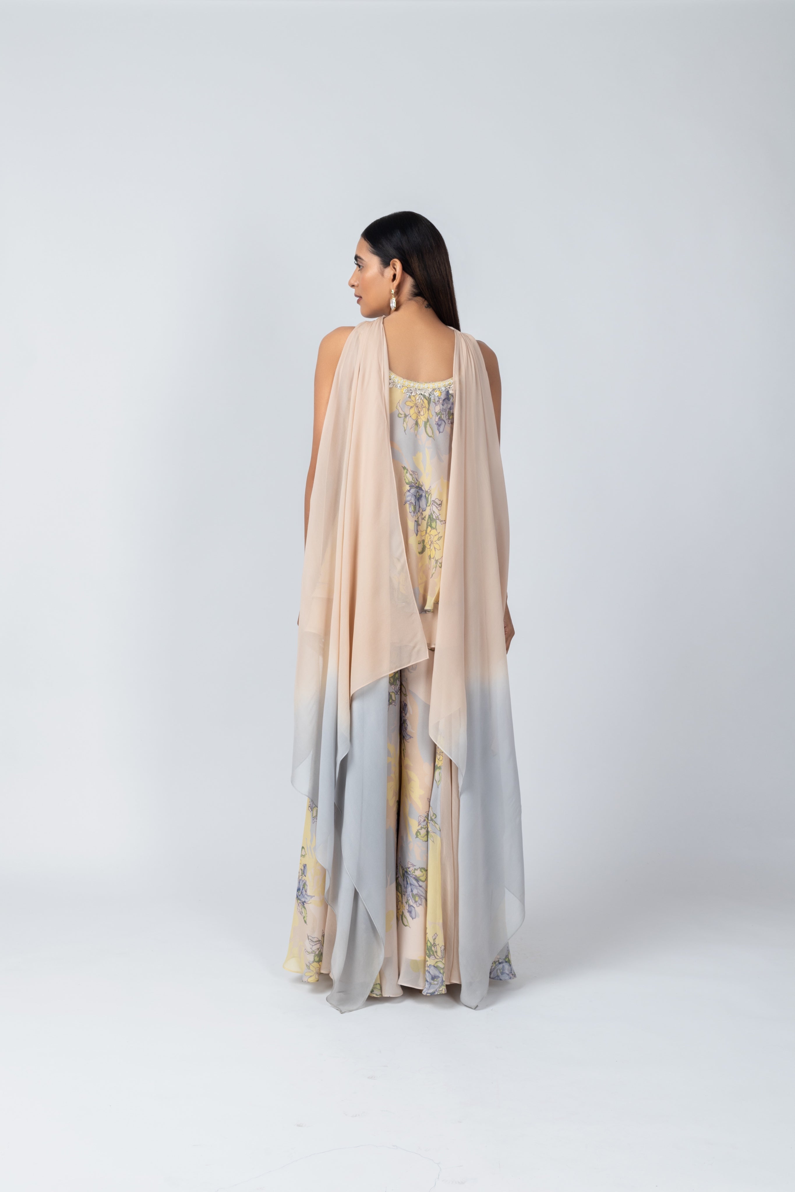 Sky Blue Sleeveless Tunic & Georgette Sharara Set