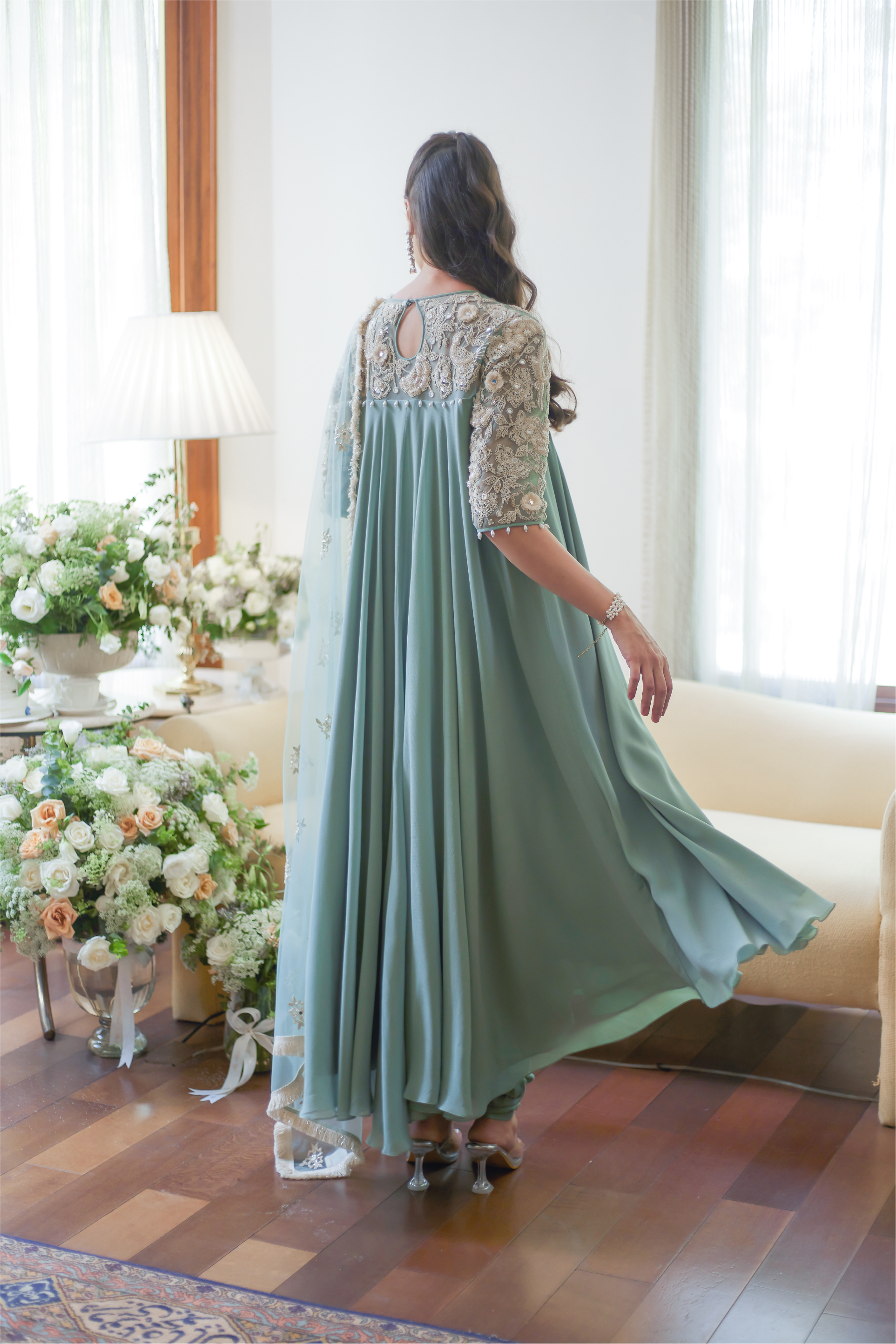 green garden party dress FALL GREEN GARDEN PARTY PLUMMET ANARKALI