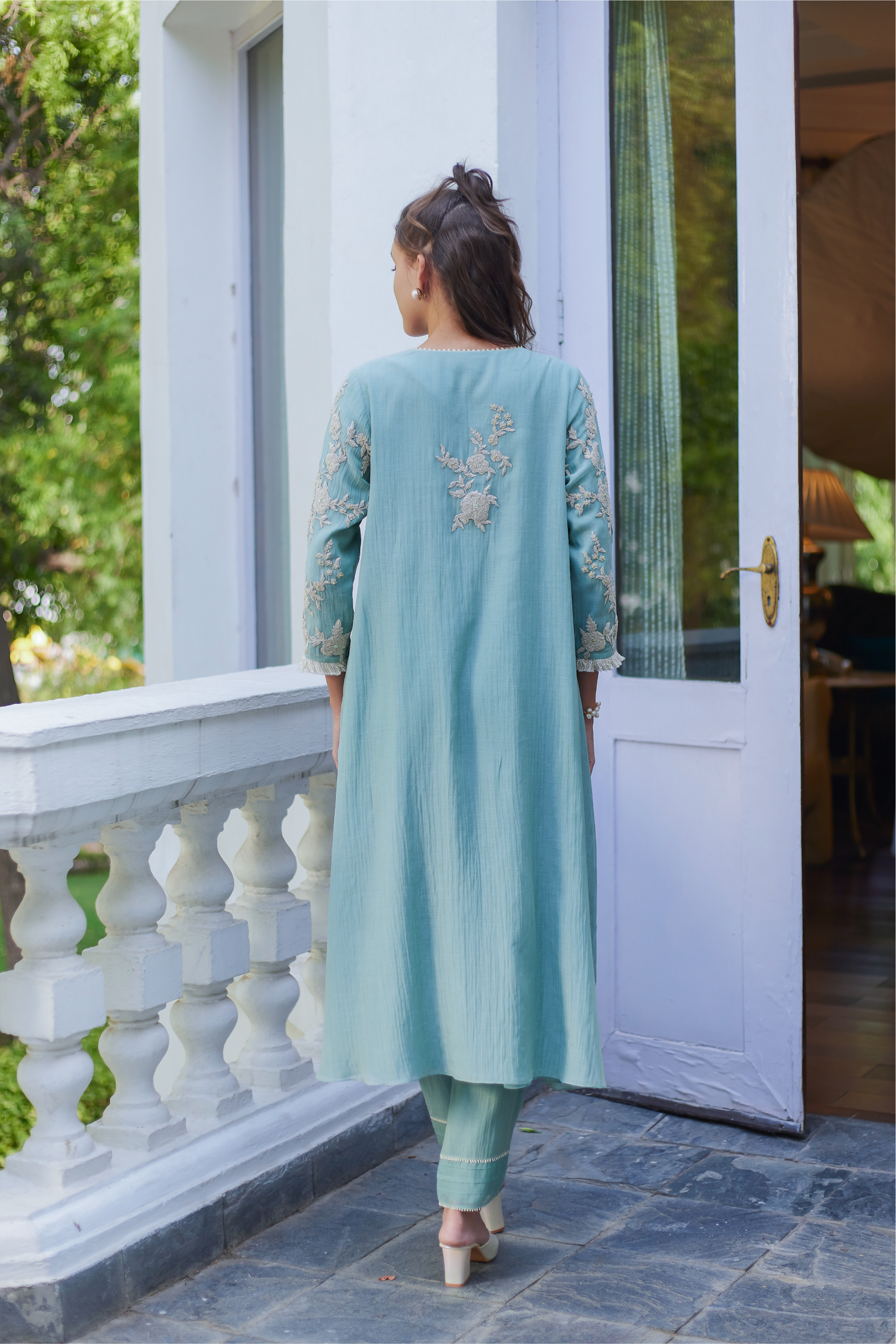 FALL GREEN MUSE KURTA SET