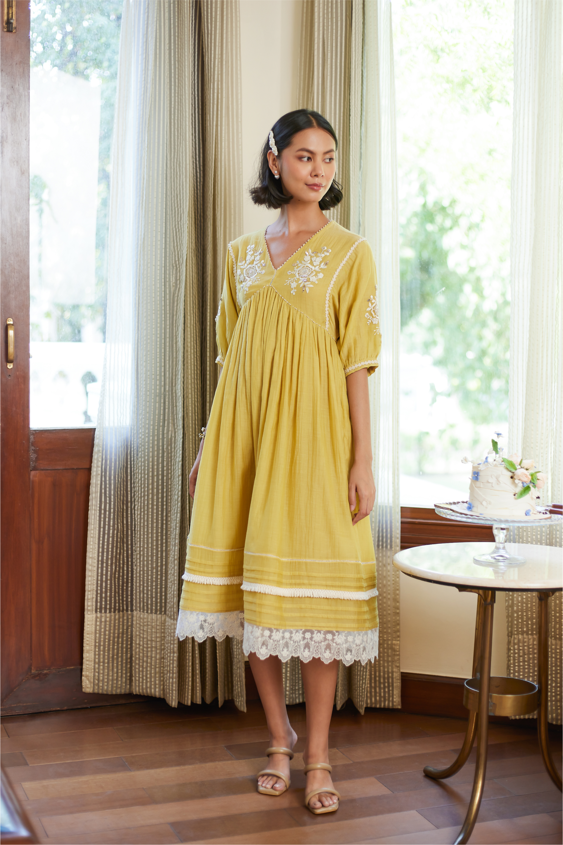 FALL YELLOW OLD ROSE DRESS FALL YELLOW OLD ROSE DRESS