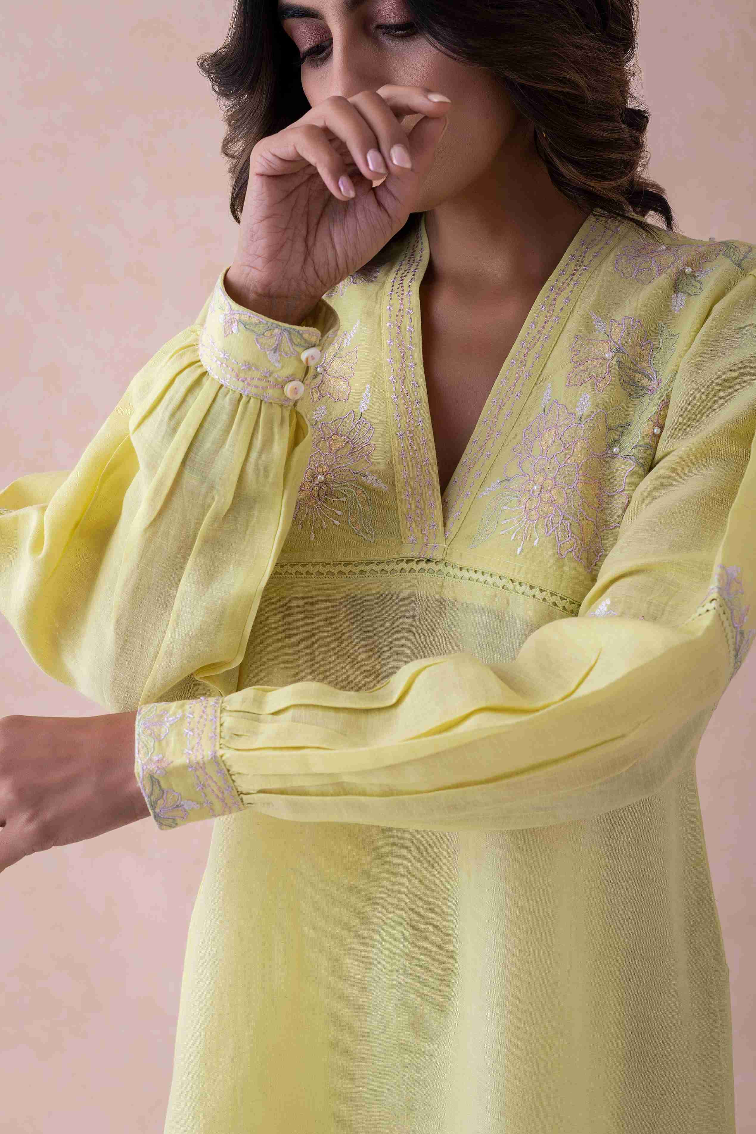 Elegant Linen & Cotton with Intricate Machine & Handwork