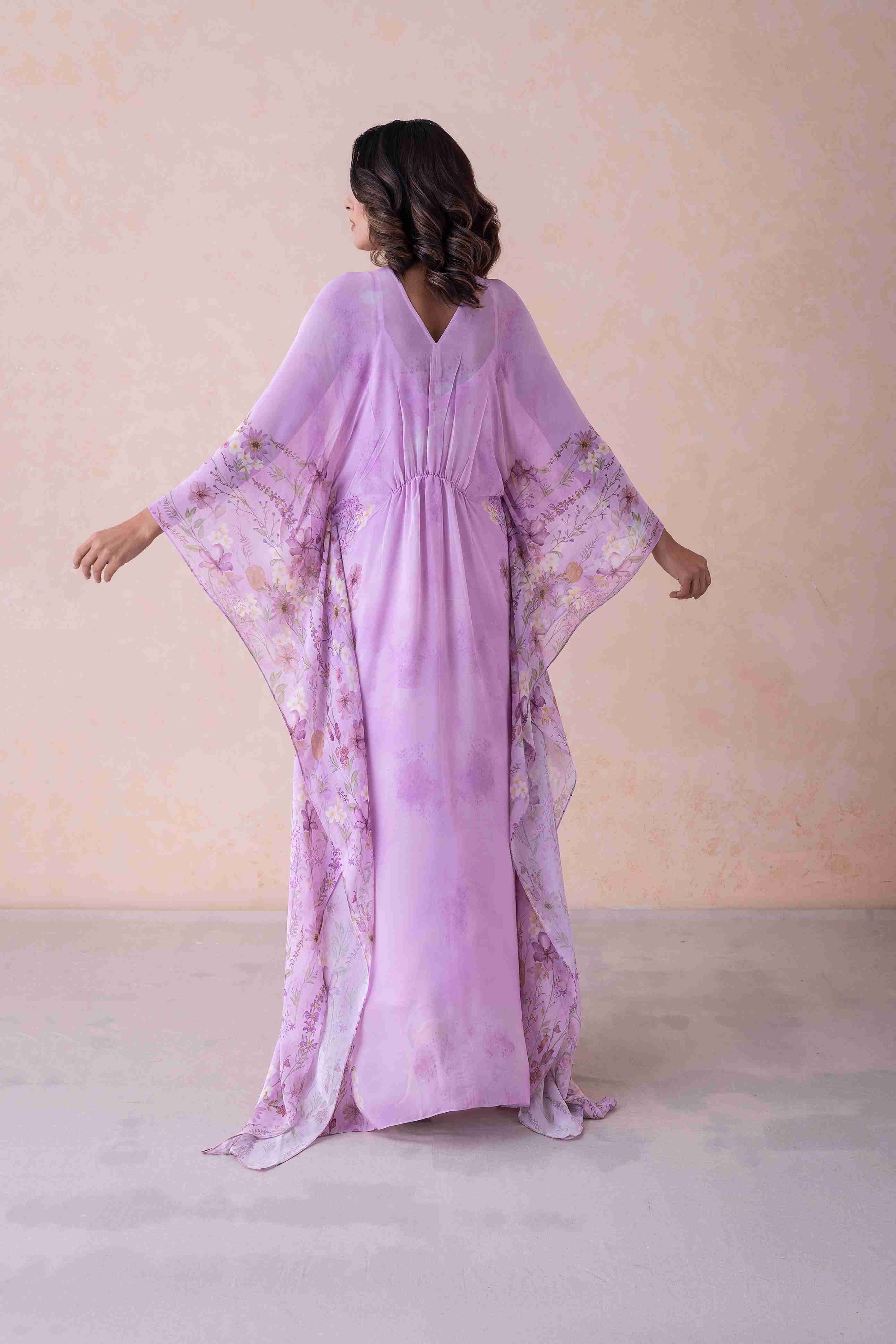 Ethereal Lavender Floral Kaftan Ensemble