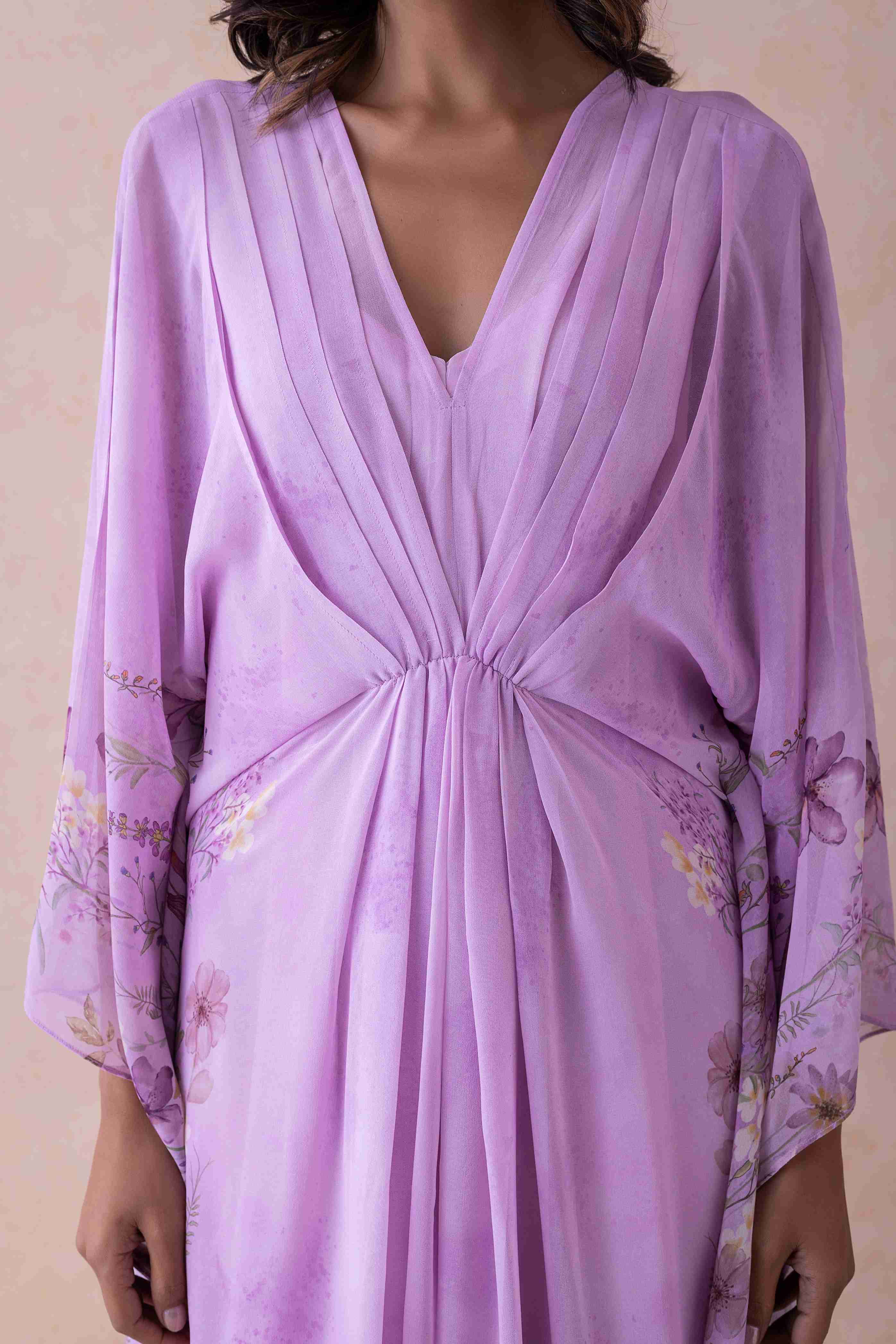Ethereal Lavender Floral Kaftan Ensemble