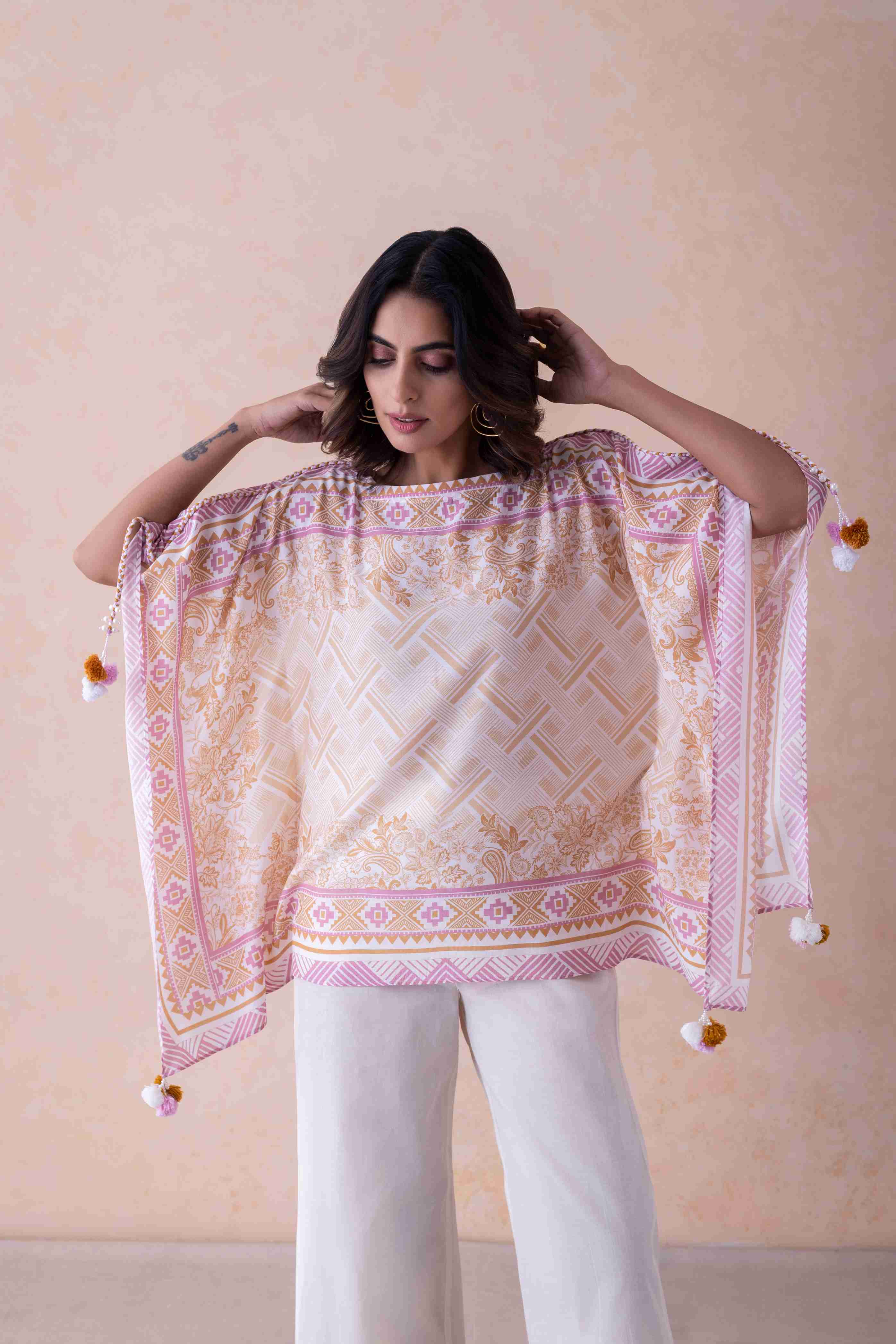 Exquisite Bamber Muslin Tassel Embellished Kurti Top