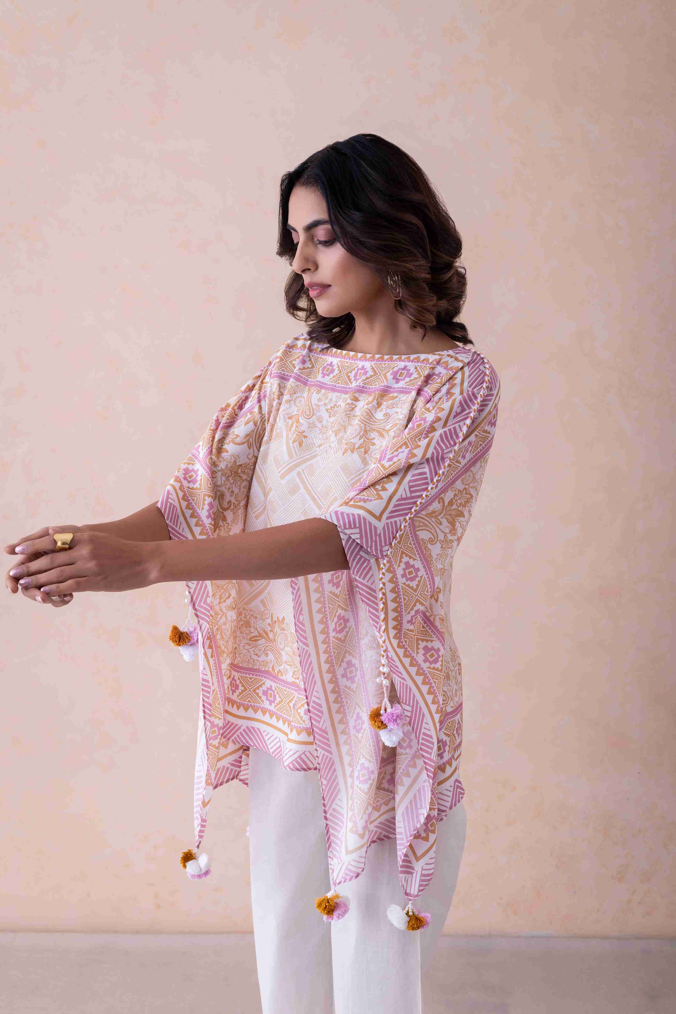 Exquisite Bamber Muslin Tassel Embellished Kurti Top