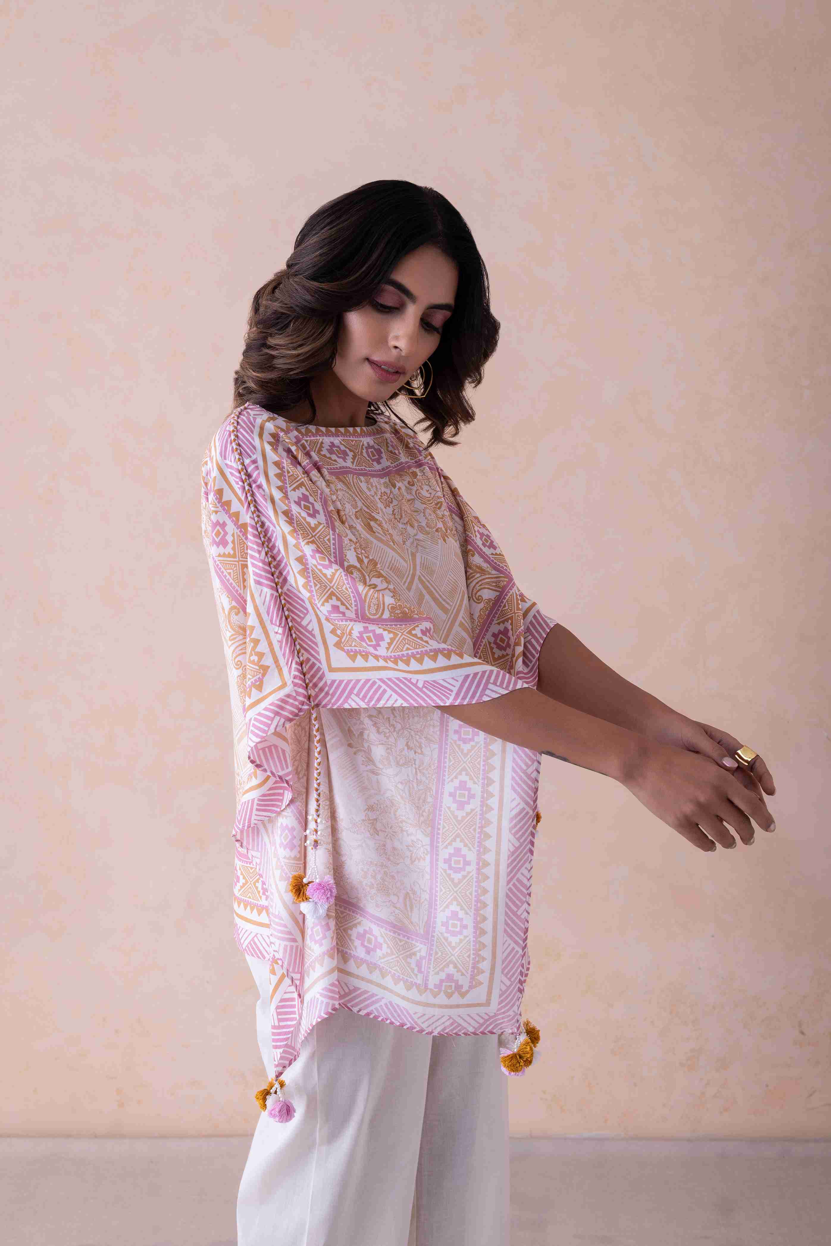 Exquisite Bamber Muslin Tassel Embellished Kurti Top