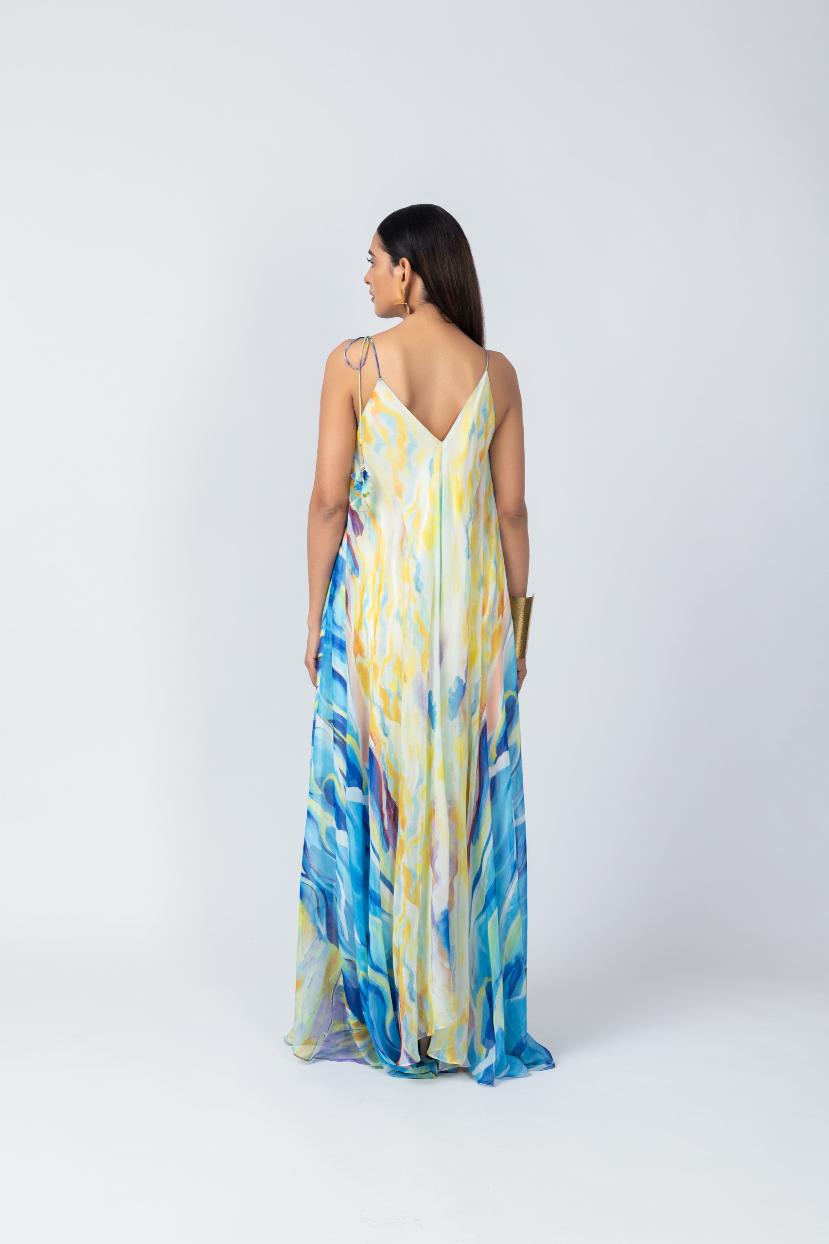 Hand-Painted A-Line Tunic & Ivory Pencil Pants