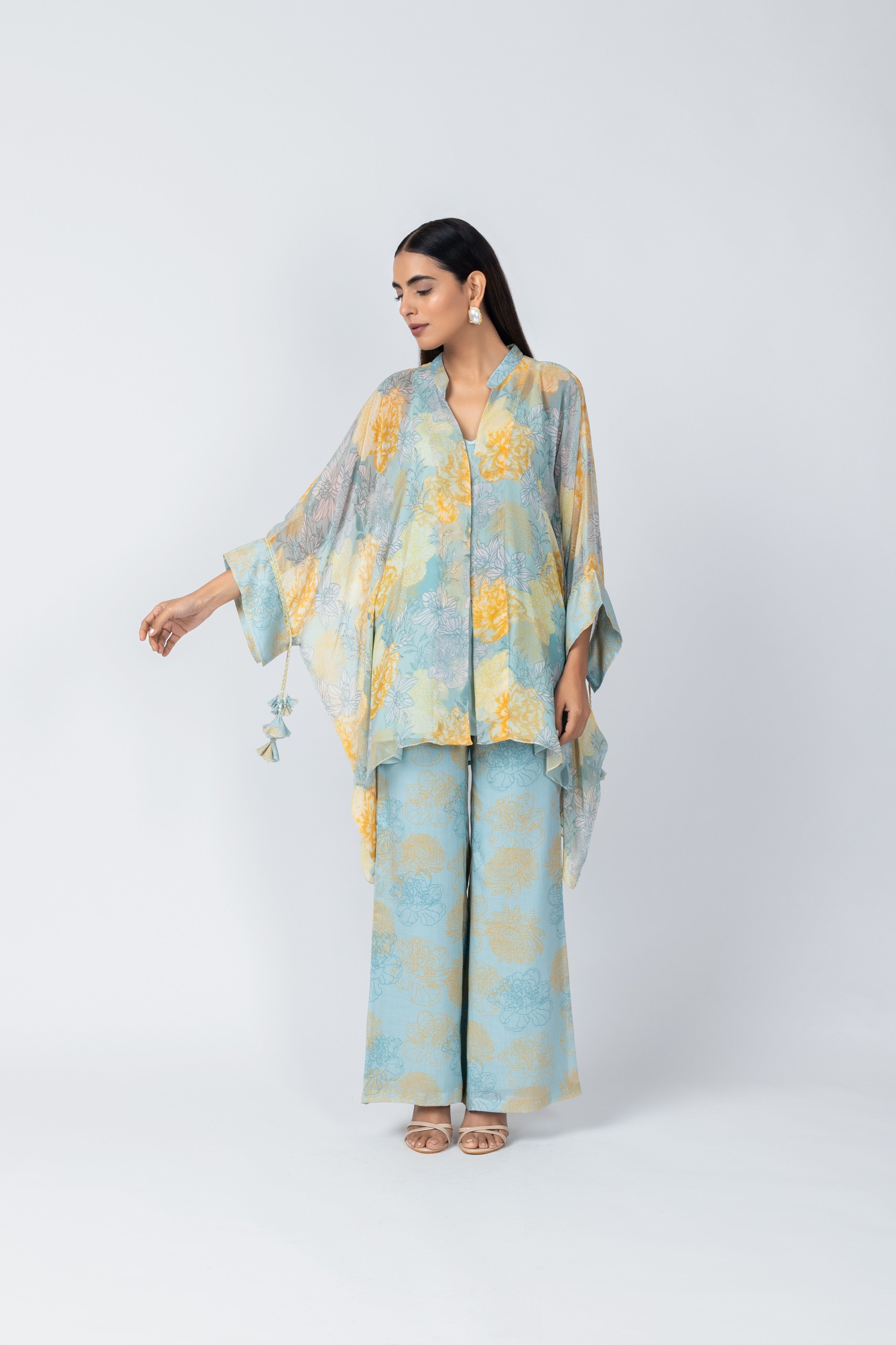 Blue & Yellow Floral Printed Co-ord Set