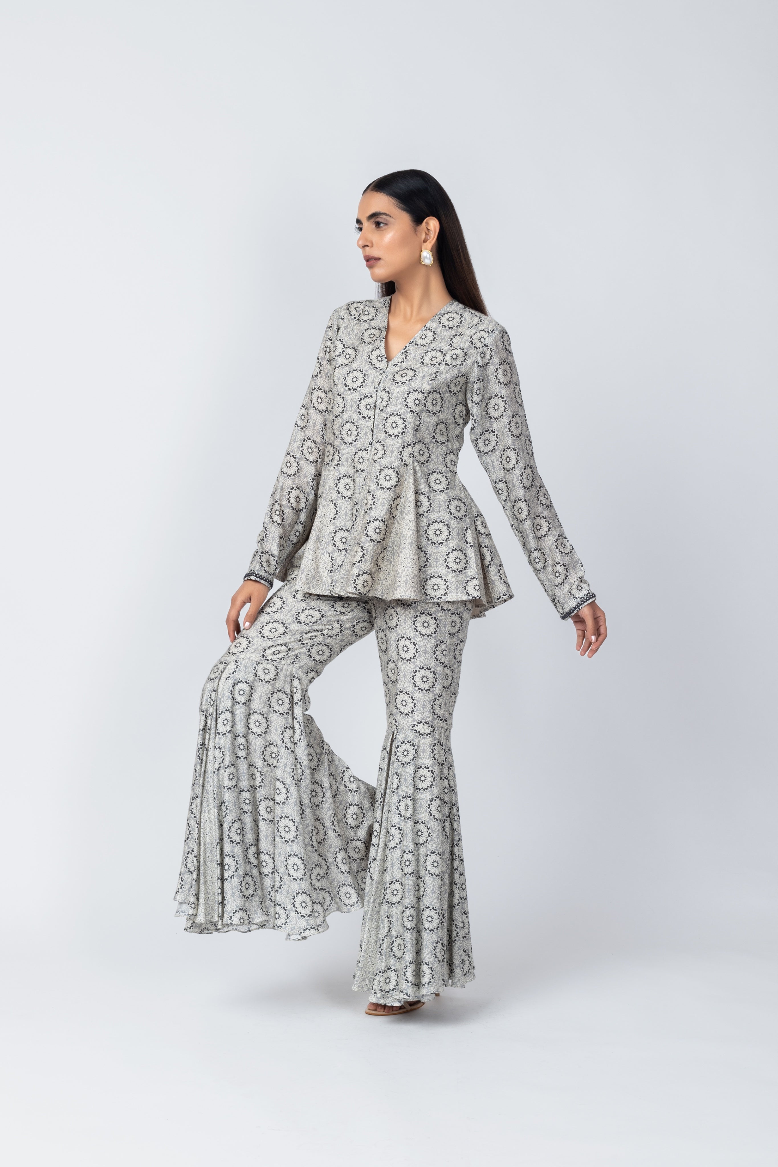 Printed Peplum Jacket & Matching Sharara