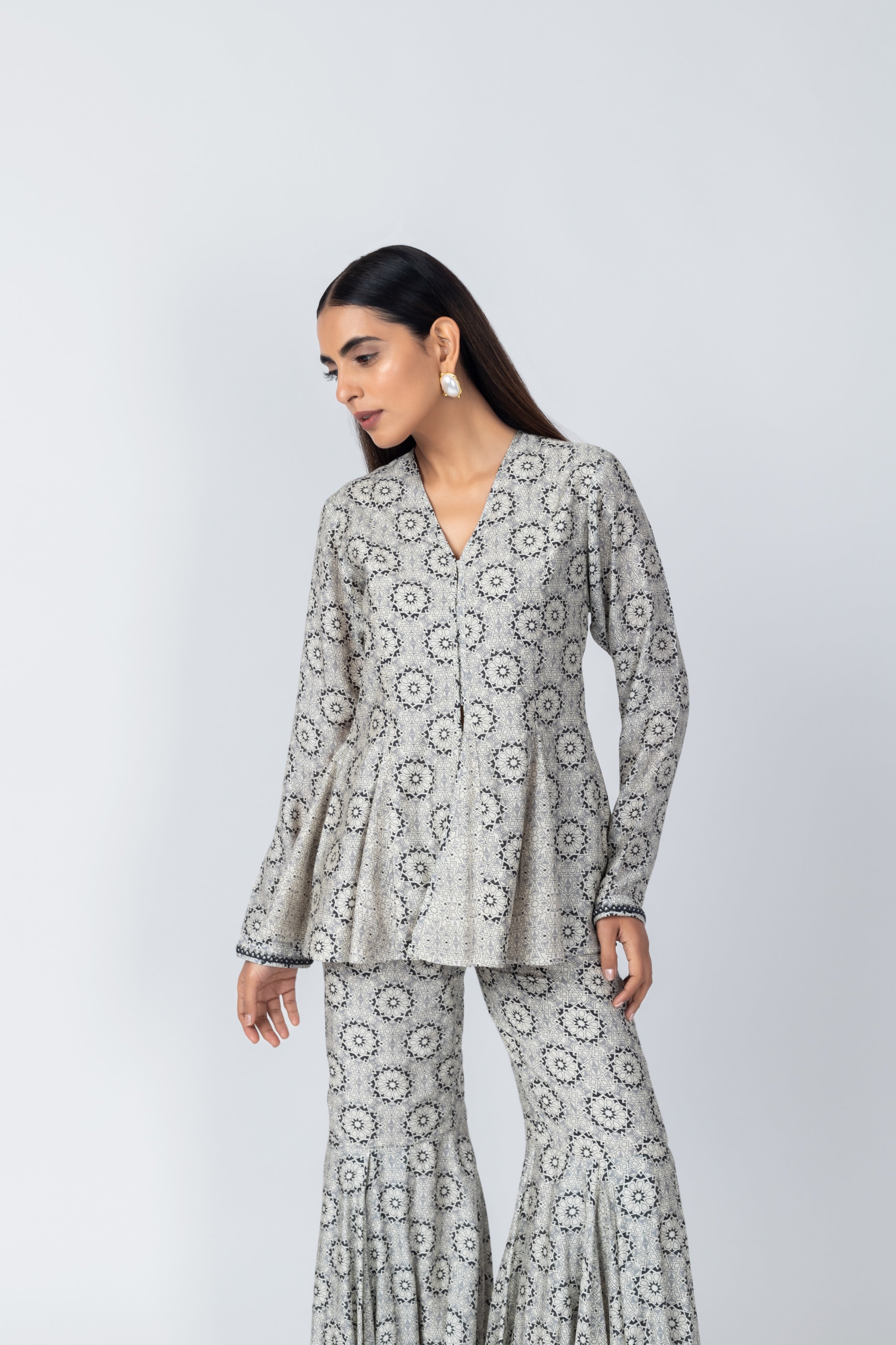 Printed Peplum Jacket & Matching Sharara