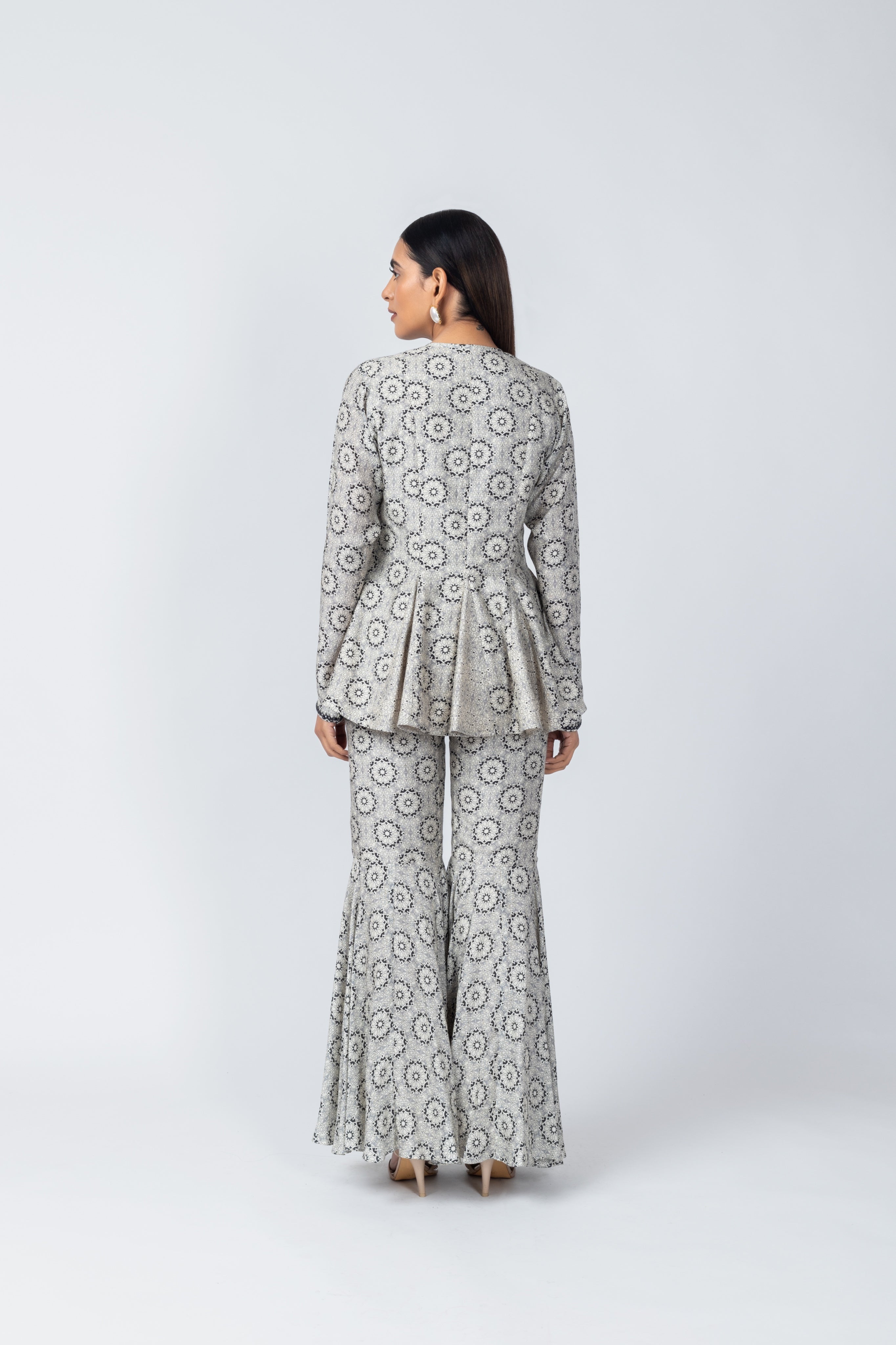Printed Peplum Jacket & Matching Sharara