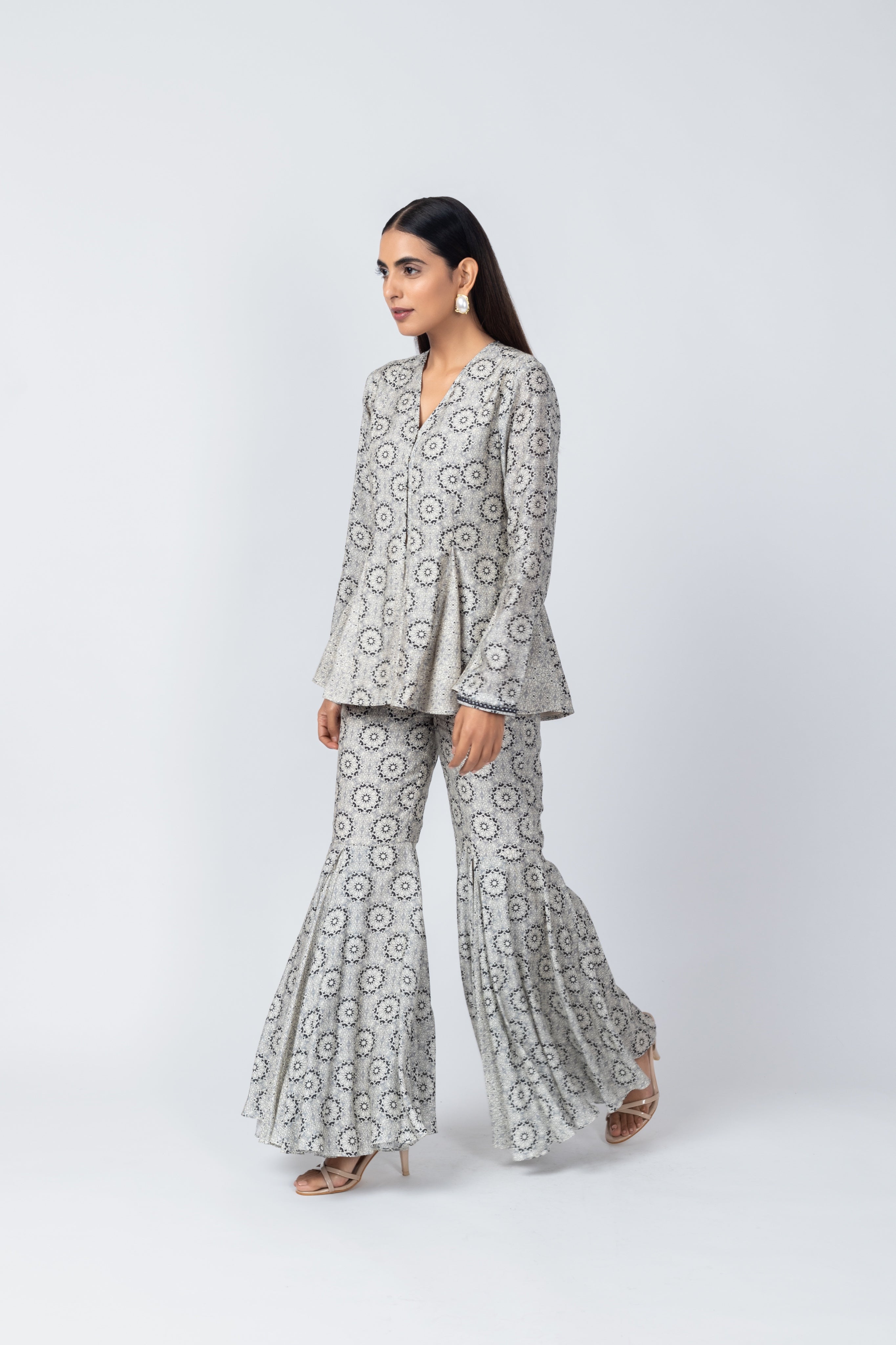 Printed Peplum Jacket & Matching Sharara