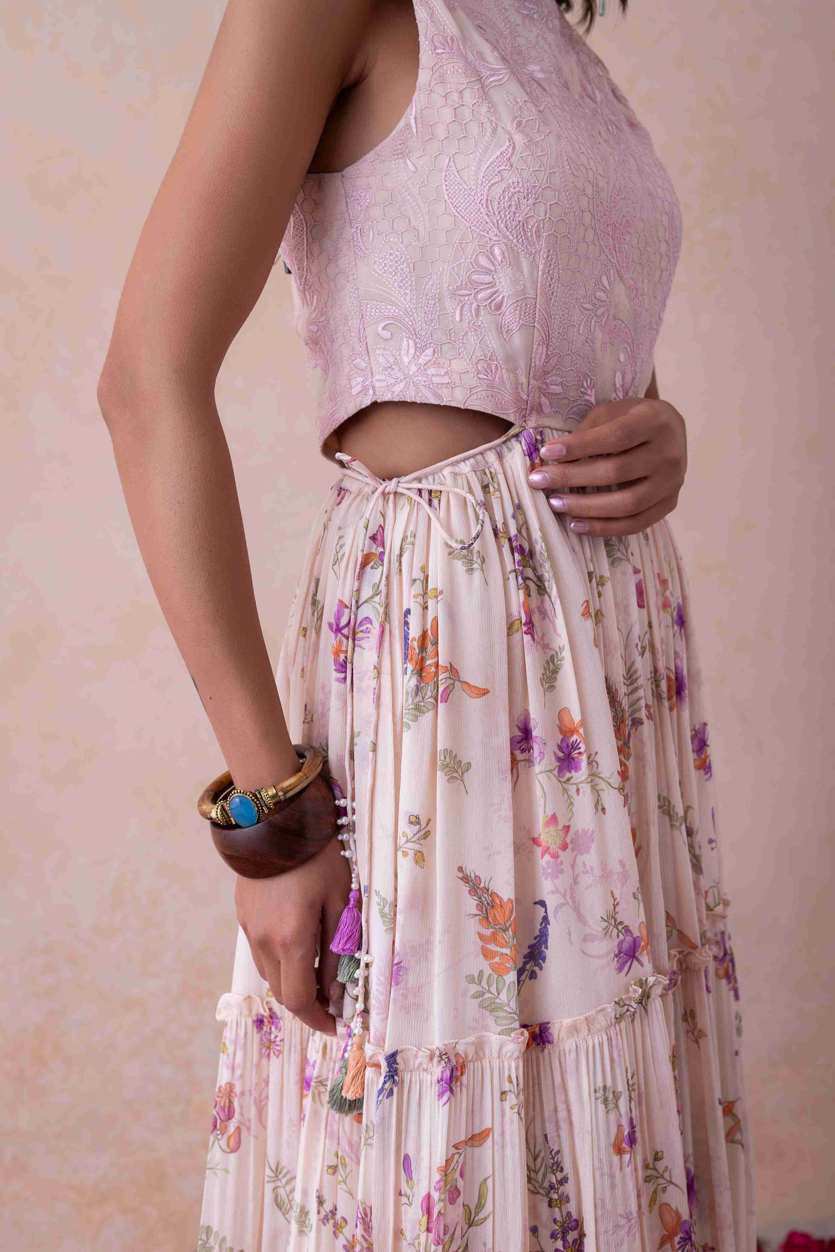 Whimsical Bloom - Schiffli Organza Ensemble