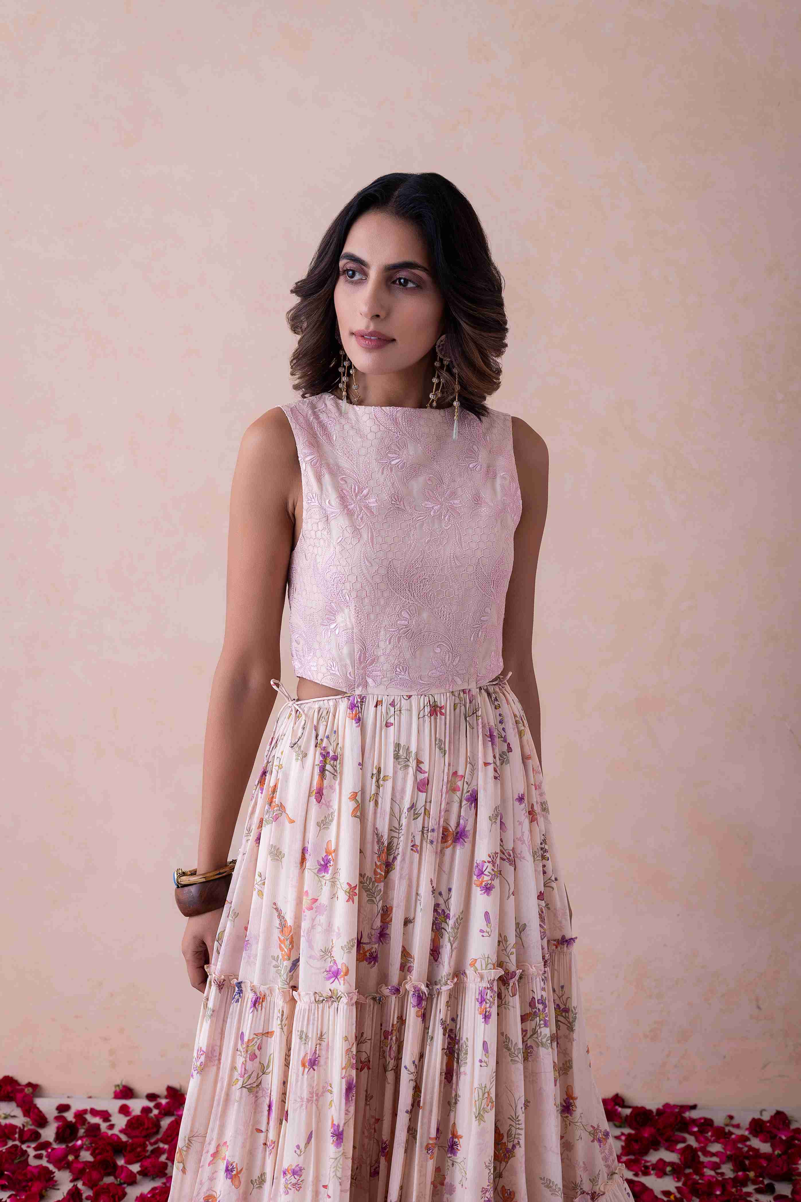 Whimsical Bloom - Schiffli Organza Ensemble