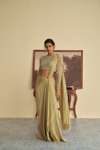 Willow whisper drape saree set