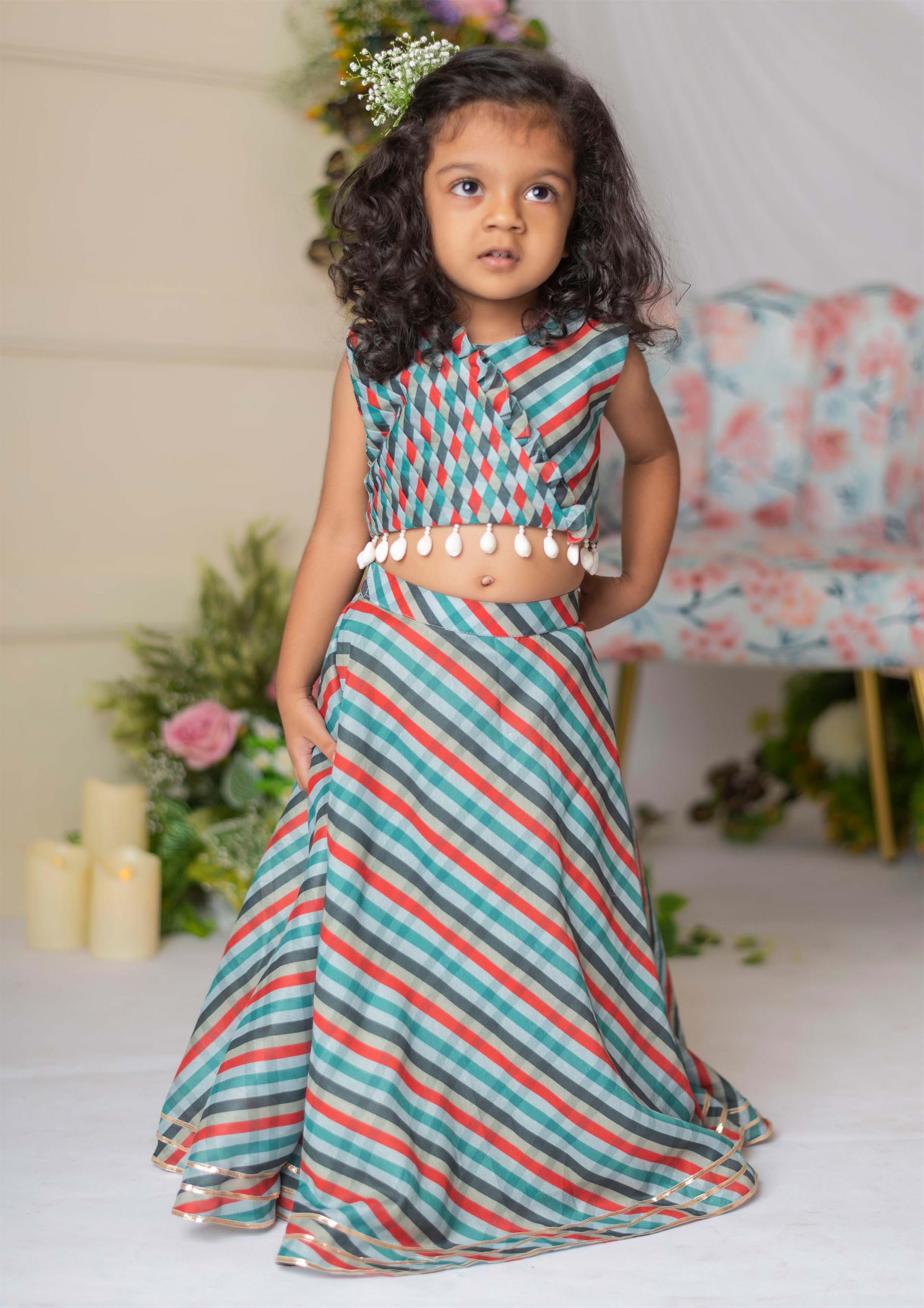 Leheriya Printed Blouse With Ghaghra