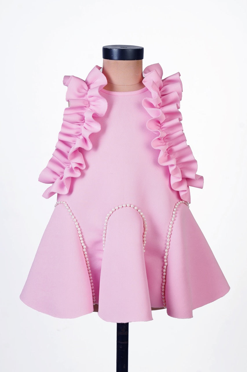 Pink Neoprene A-line Dress