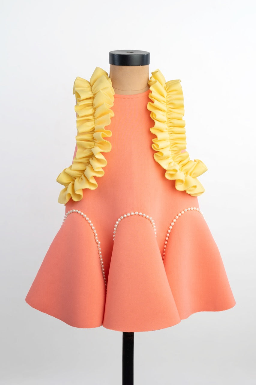 Peach Neoprene A - Line Dress