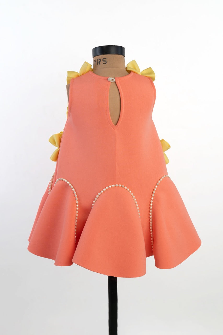 Peach Neoprene A - Line Dress