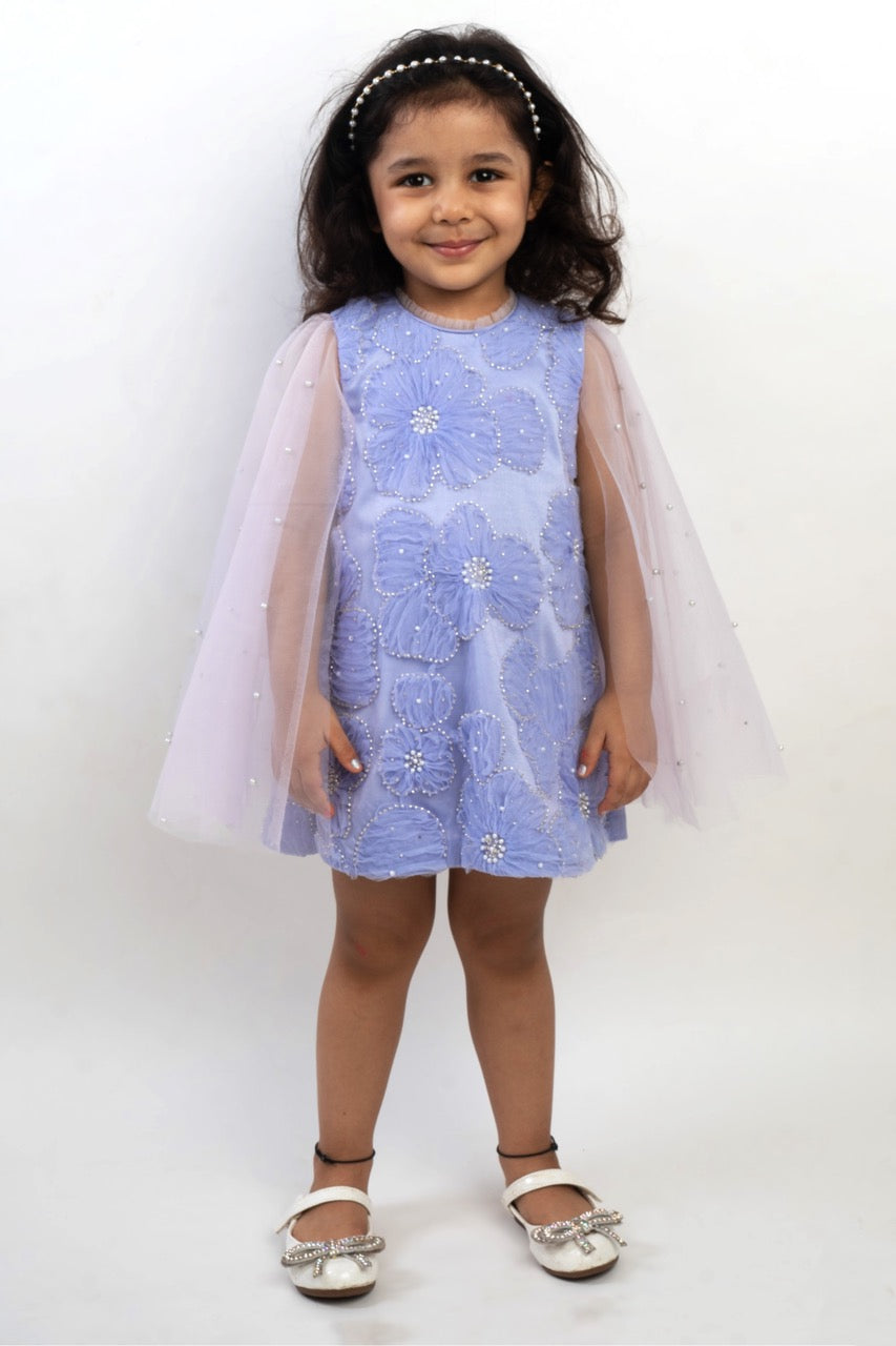 Lilac Flower Cape Dress