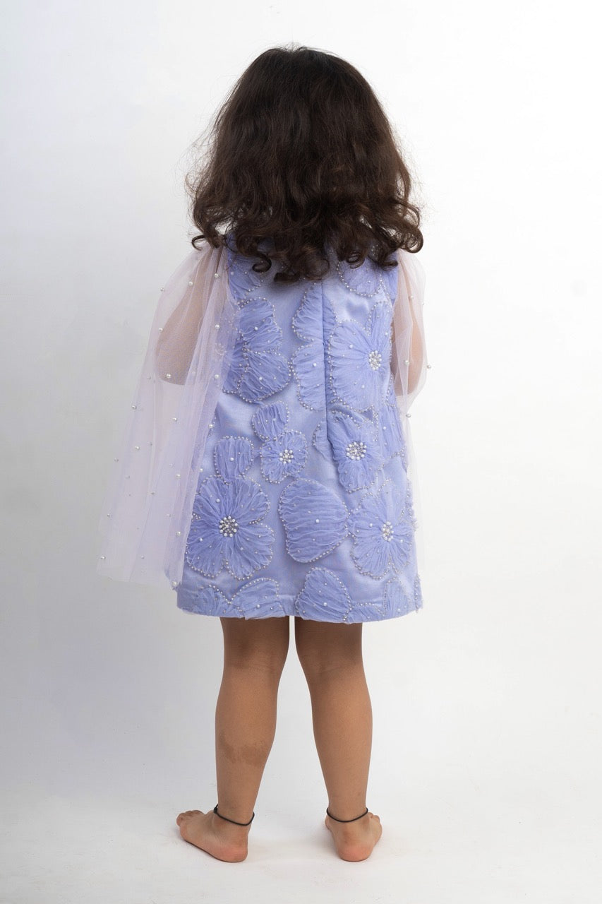 Lilac Flower Cape Dress