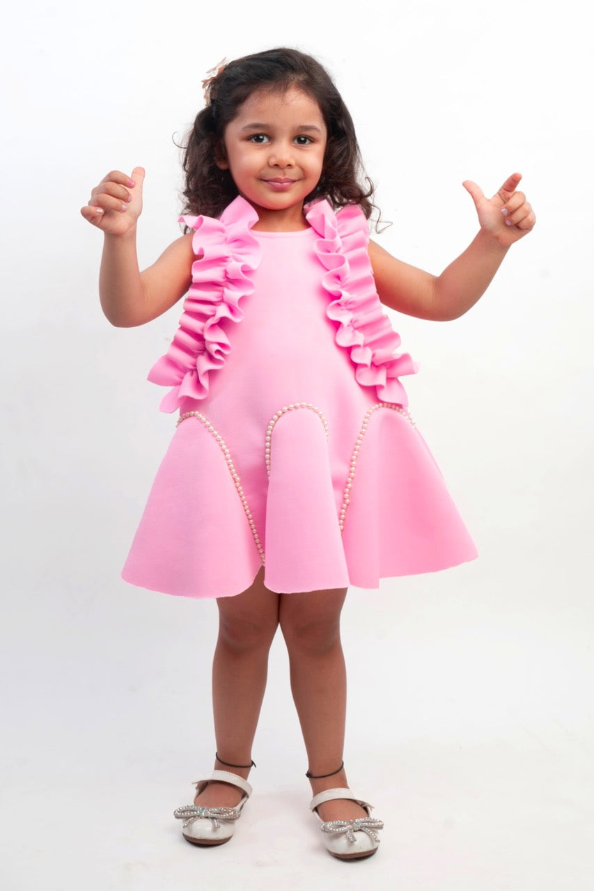 Pink Neoprene A-line Dress