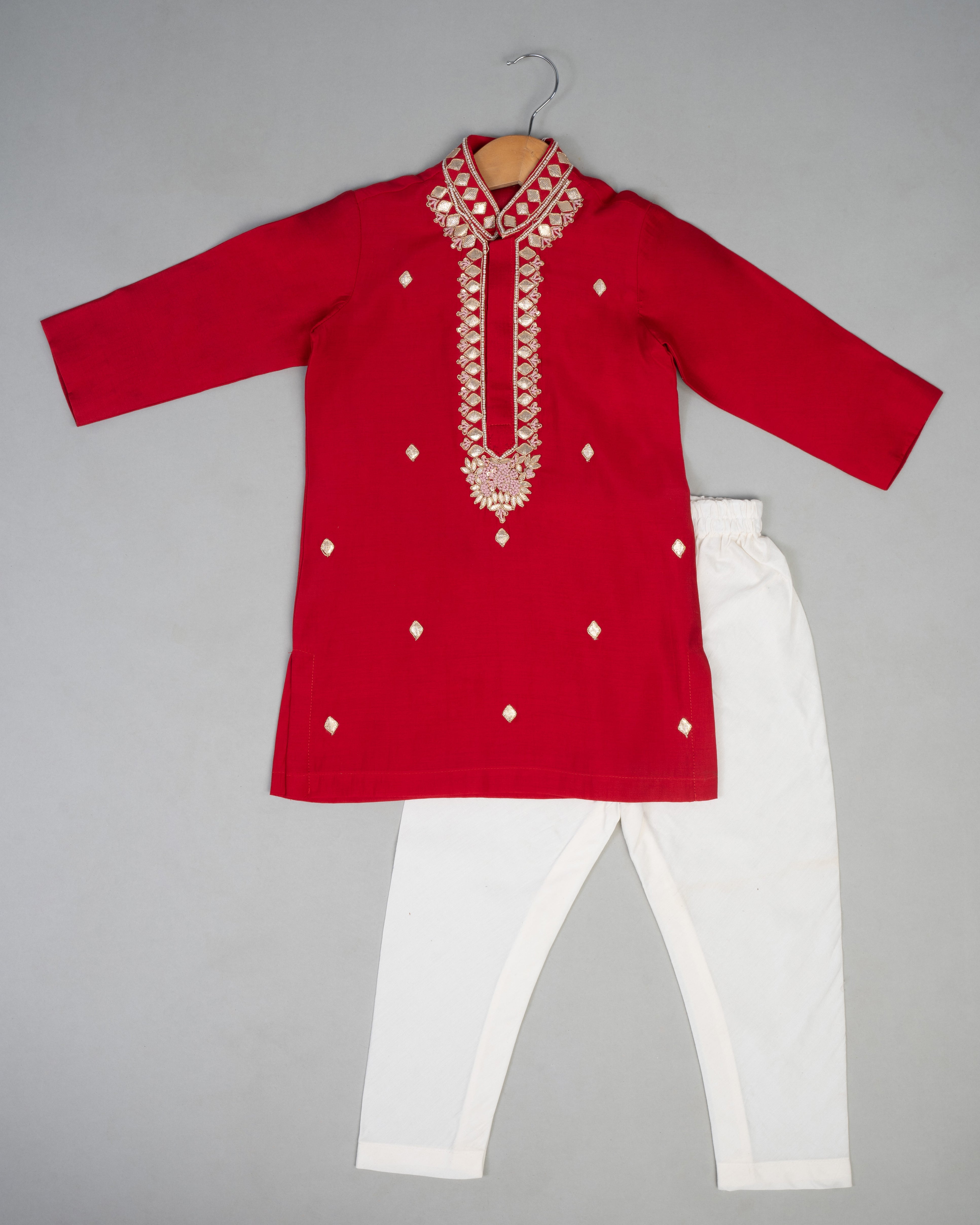 Pink Knot Emb Kurta
