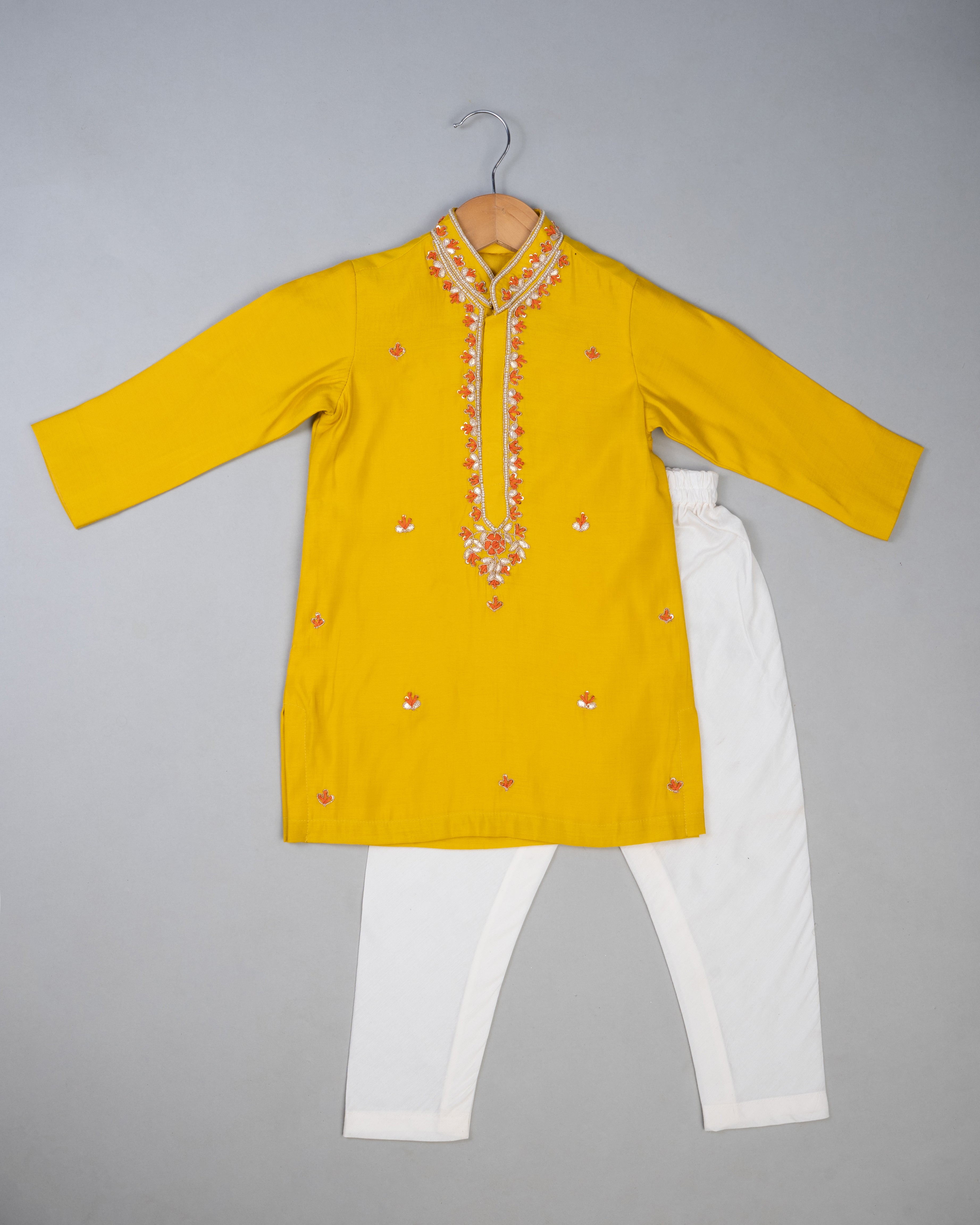 Mustard Knot Emb Kurta