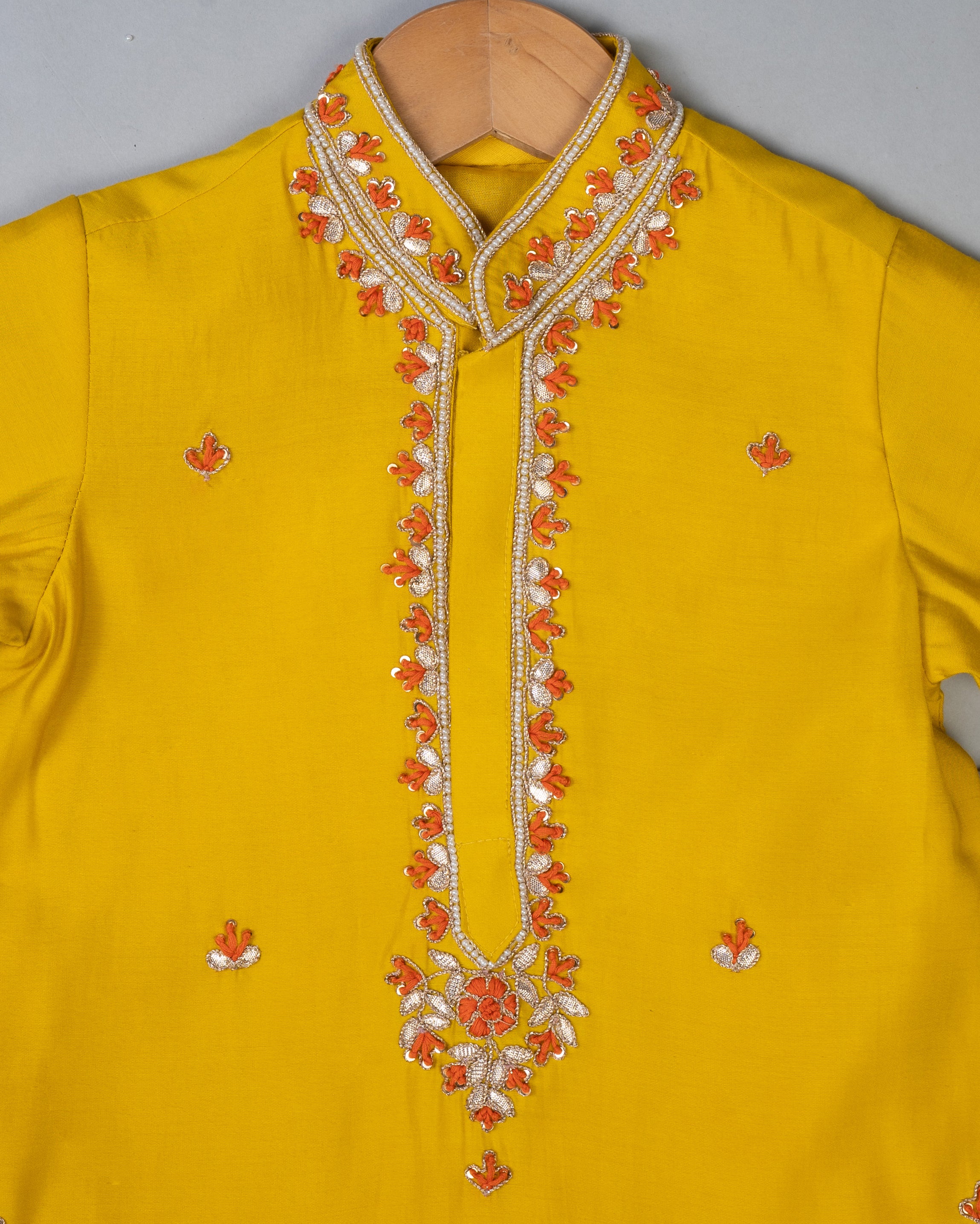 Mustard Knot Emb Kurta
