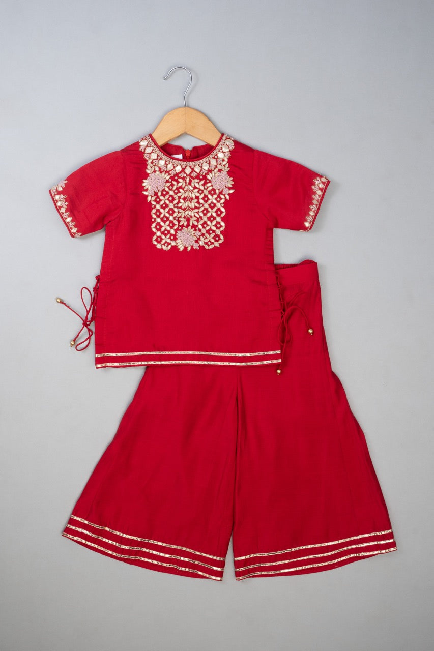 Red Knot Emb Palazzo set