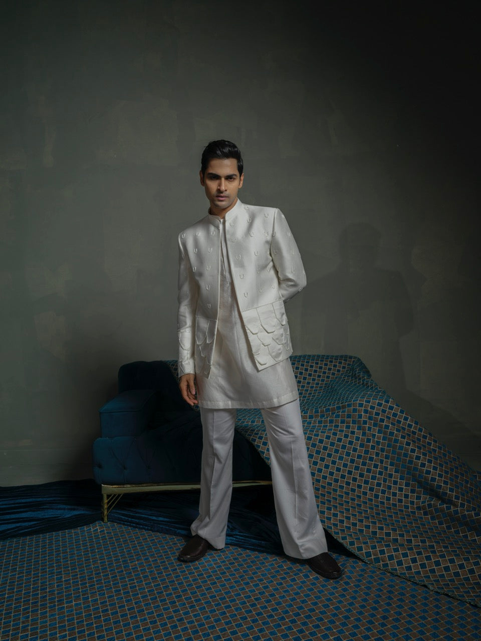 Ivory Flap Bandhgala Set