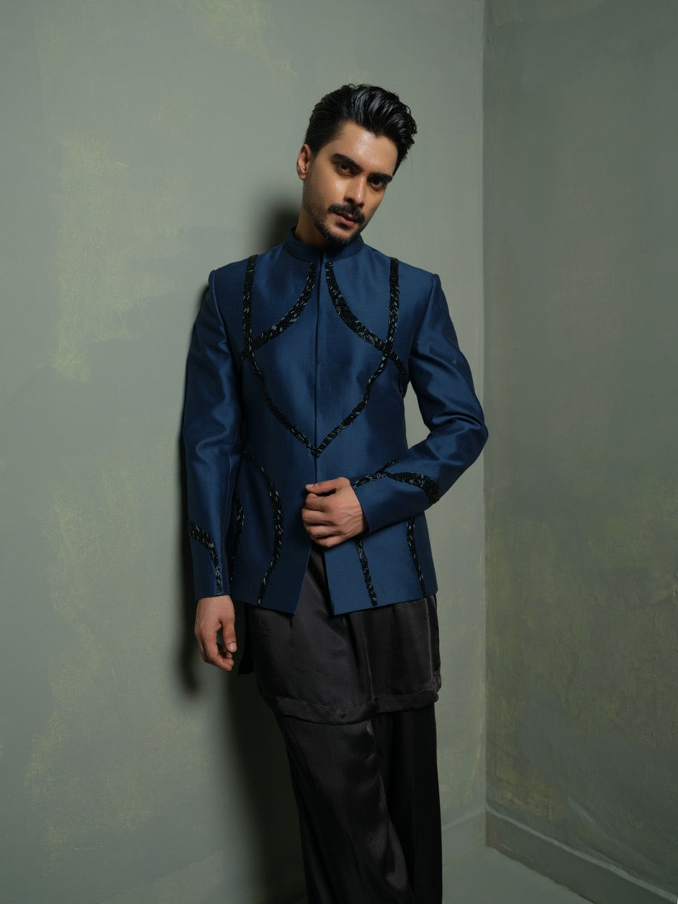 Midnight Bandhgala Set